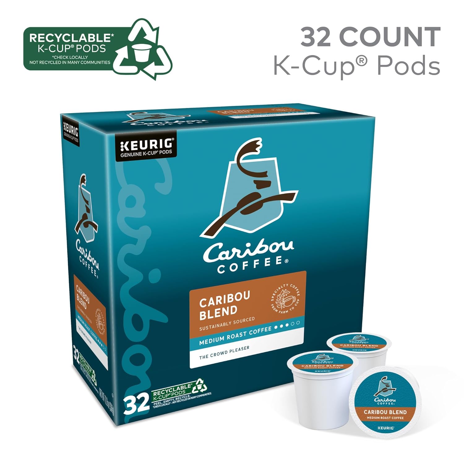 Alternative view of Caribou Coffee Caribou Blend, Keurig Single-Serve K-Cup Pods, Medium Roast Coffee, 32 Count(Pack of 1)
