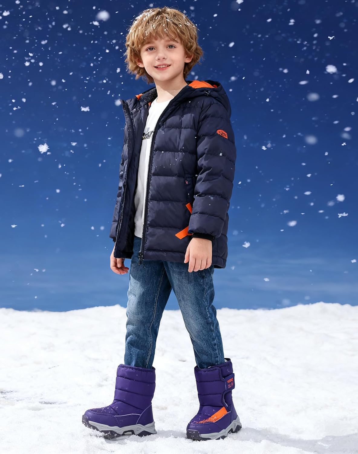 Alternative view of DADAWEN Boys Girls Snow Boots Cold Weather Waterproof Non Slip Outdoor Warm Winter Shoes (Toddler/Little Kid/Big Kid)