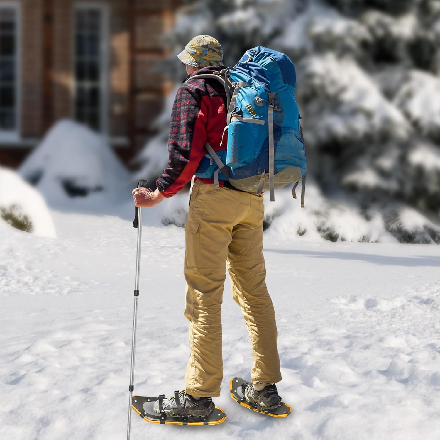 21 Inch Snowshoes for Adults & Kids with Adjustable Trekking Poles, 66-154 lbs Capacity, Aluminum Frame for Men Women
