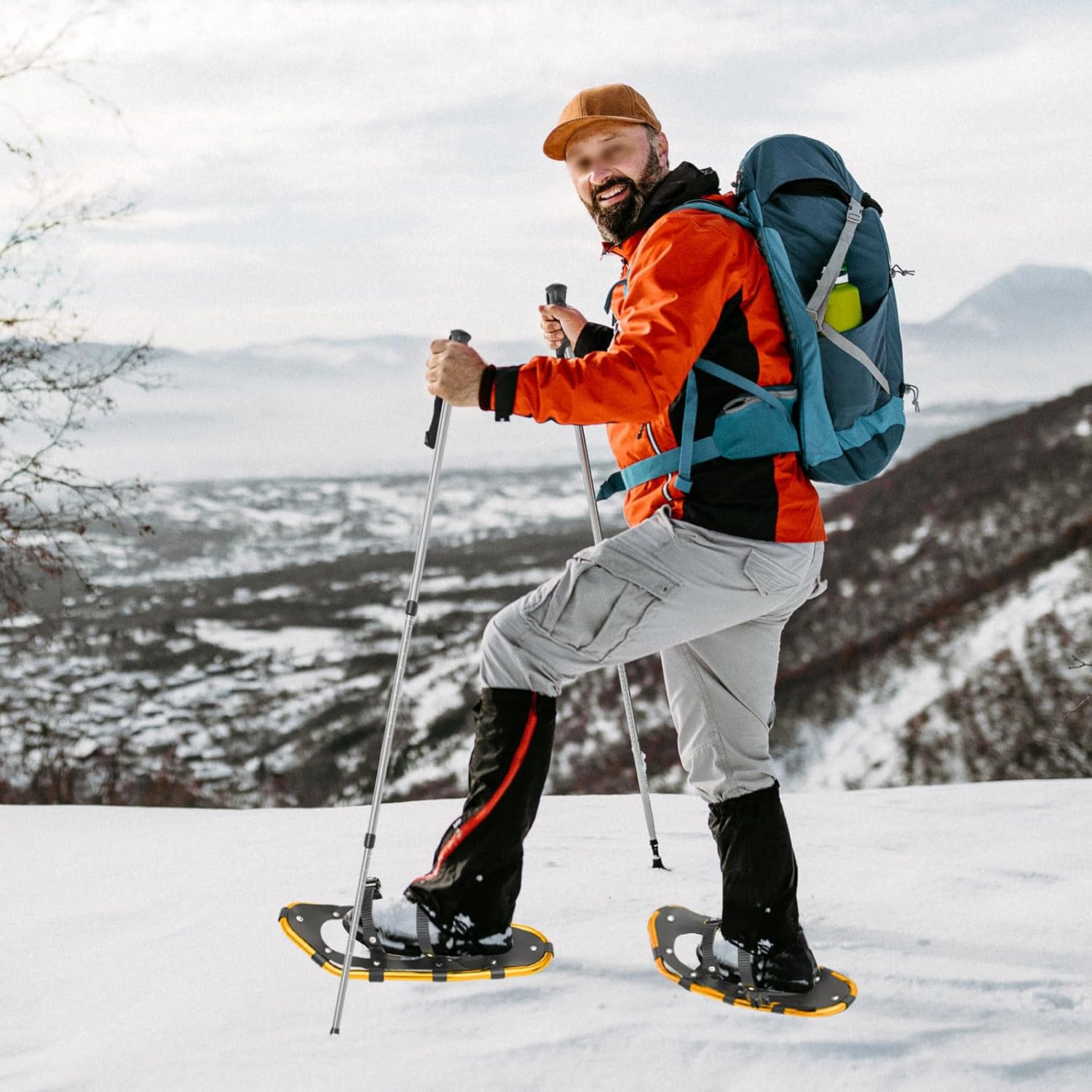 Alternative view of 21 Inch Snowshoes for Adults & Kids with Adjustable Trekking Poles, 66-154 lbs Capacity, Aluminum Frame for Men Women