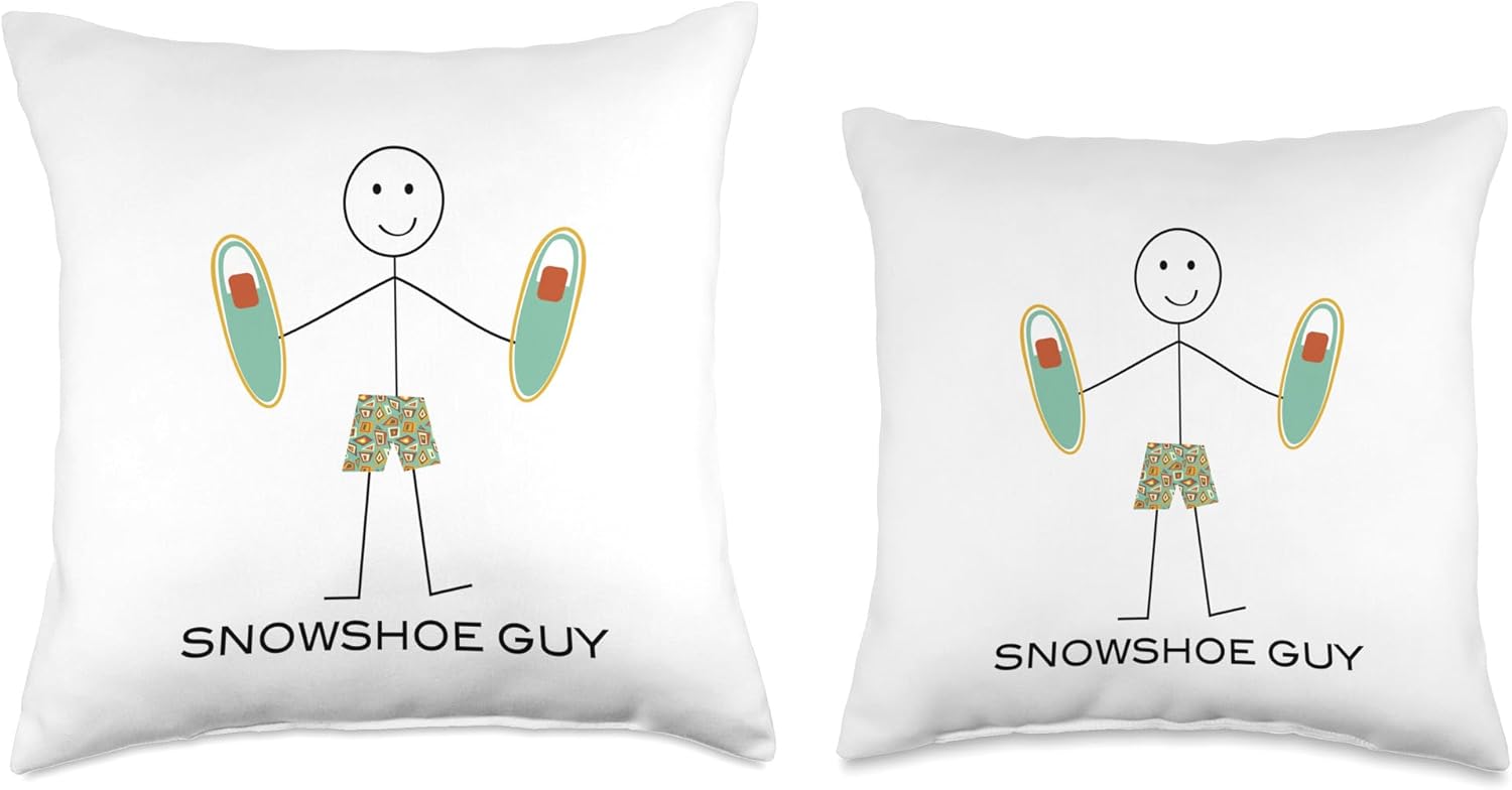 Alternative view of Funny Mens Snowshoe Guy Boys Snowshoeing Snowshoer Throw Pillow