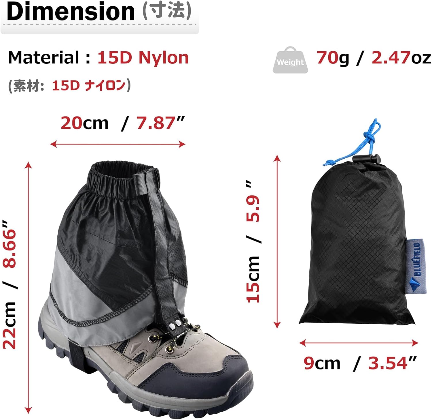 Azarxis Gaiters Low Gators Snow Ankle Gaiters for Women & Men & Youth Outdoor Hiking Walking Backpacking Lightweight Waterproof Adjustable Sand Proof