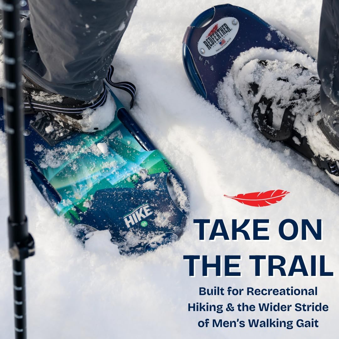Redfeather Outdoors Hike Men's Snowshoes Kit - Lightweight, Durable, Made in The USA - Ideal for Winter Hiking, Snowshoeing, and Outdoor Adventures - Premium Performance Snowshoes