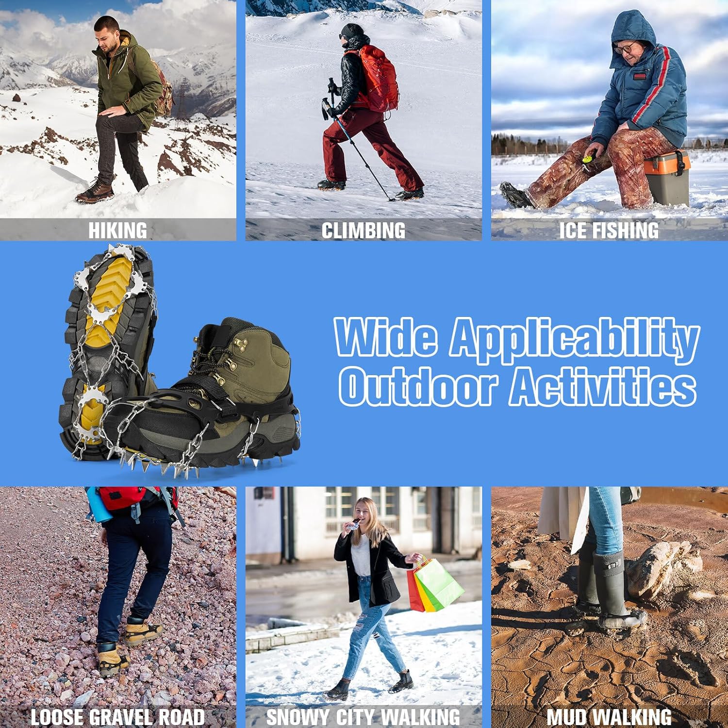 Alternative view of Tomaje 24 Spikes Crampons for Shoes, Anti Slip Ice Cleats for Shoes and Boots, Traction Ice Snow Grip with Stainless Steel Spikes and Silicone Men Women for Hiking, Walking, Climbing, Jogging,Fishing