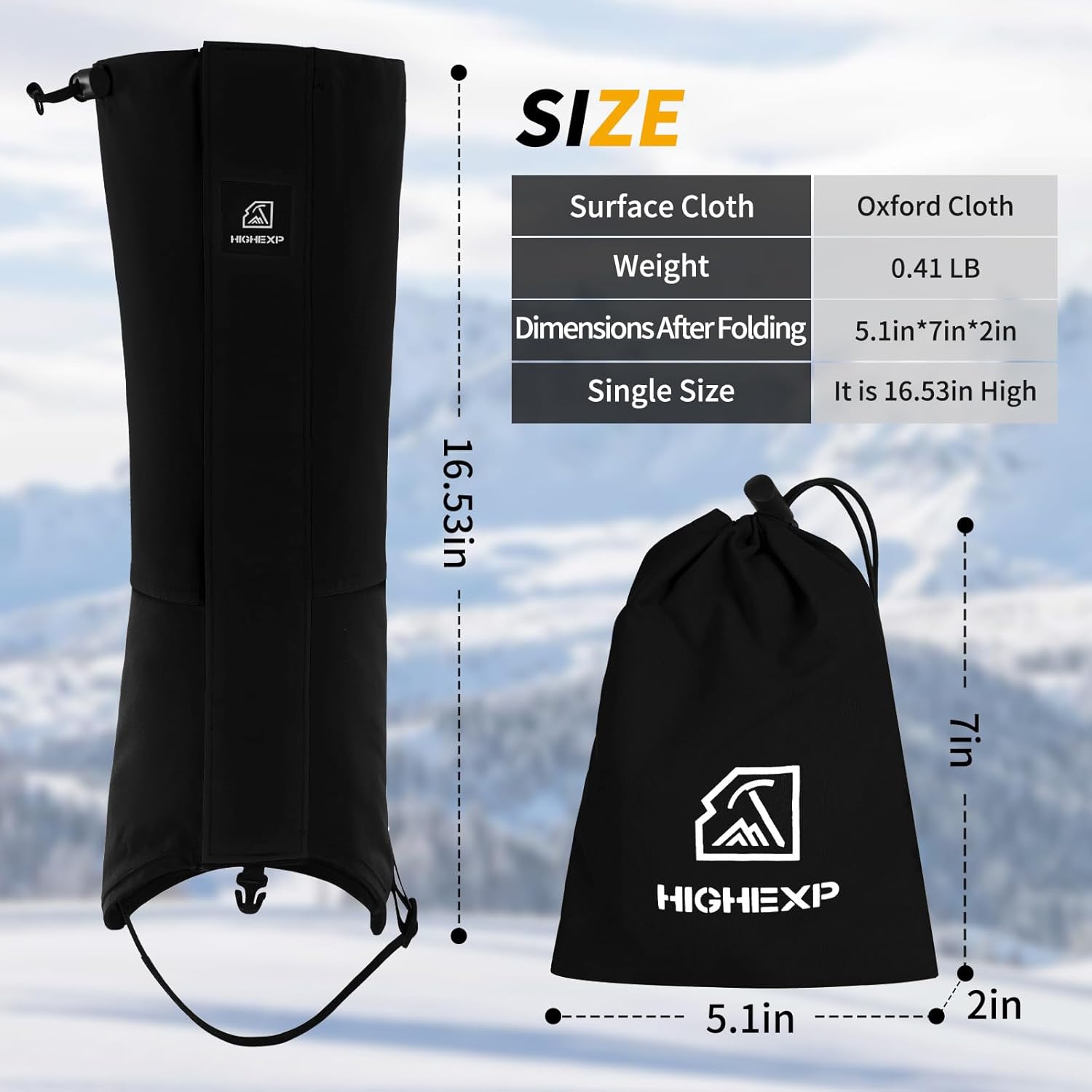 HIGH EXPERIENCE Leg Gaiters 100% Waterproof Adjustable Shoe Snow Boot Guard Gators for Hiking Shoe Cover Hunting Snowshoeing Climbing Walking for Women Men