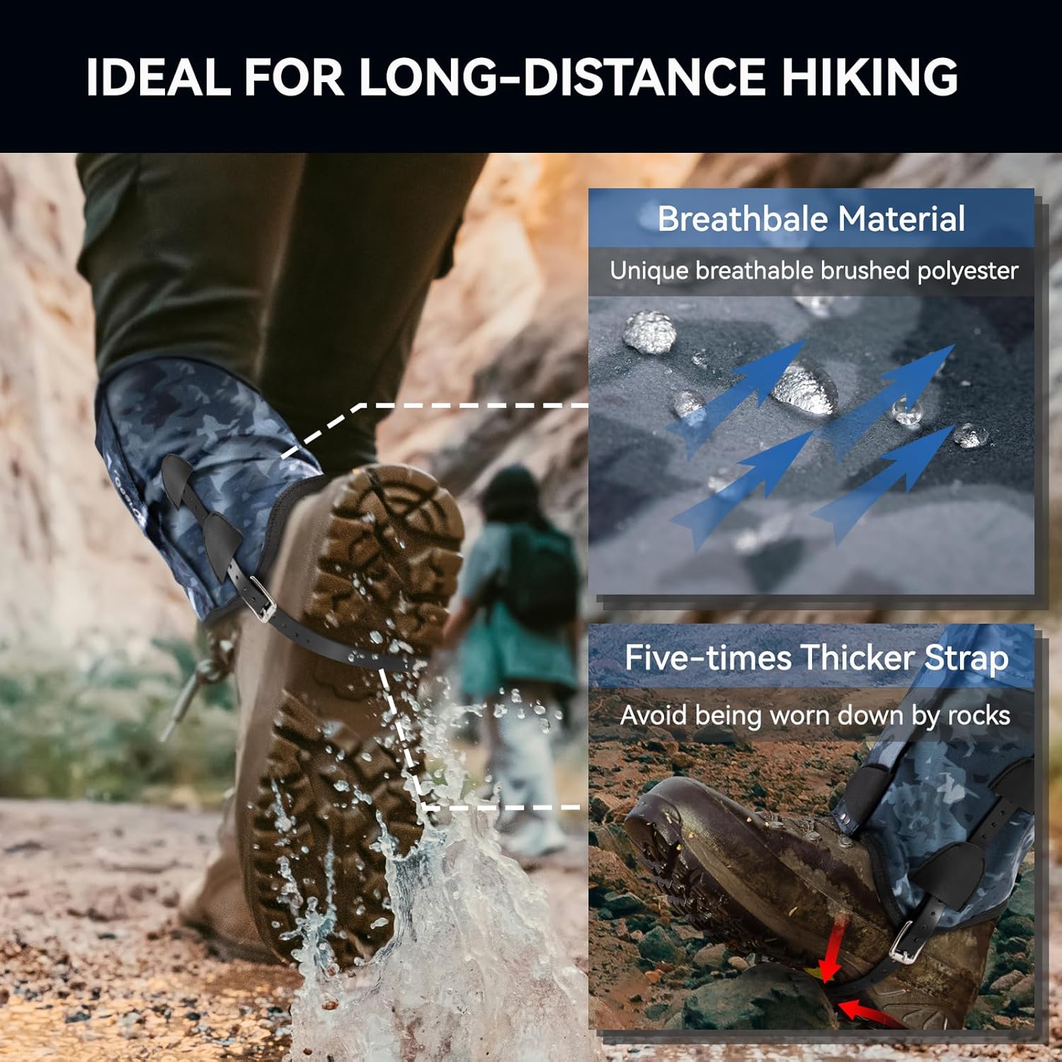 Alternative view of GearOZ Waterproof Snow Leg Gaiters, Lightweight & Adjustable Winter Hiking Boot Gaiters for Men & Women, Special Designed for Skiing Walking Climbing, Hunting, Home Gardening or Snowshoeing