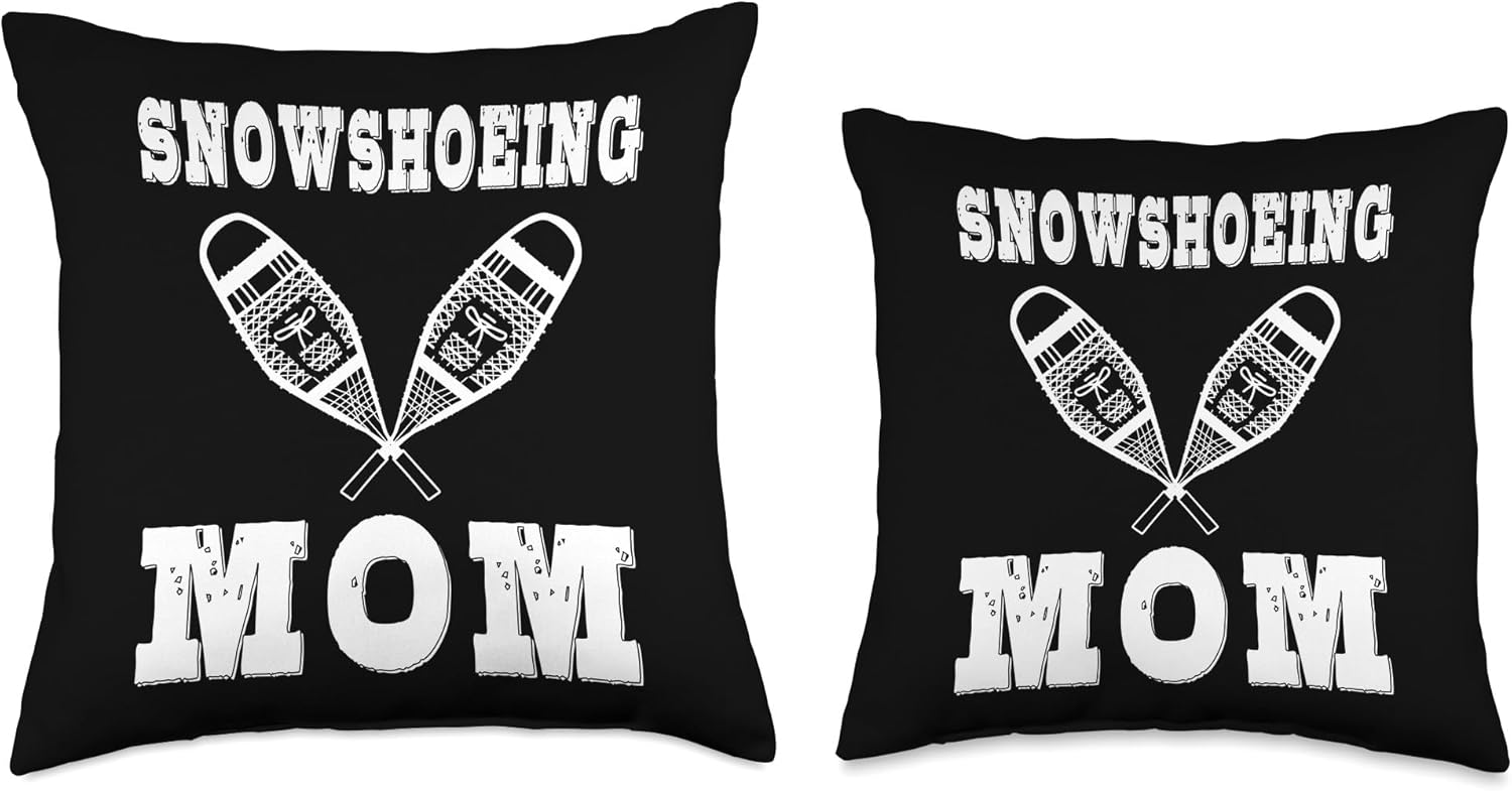 Alternative view of Snowshoeing Mom Snowshoe Hiking Snowshoer Women Mother's Day Throw Pillow