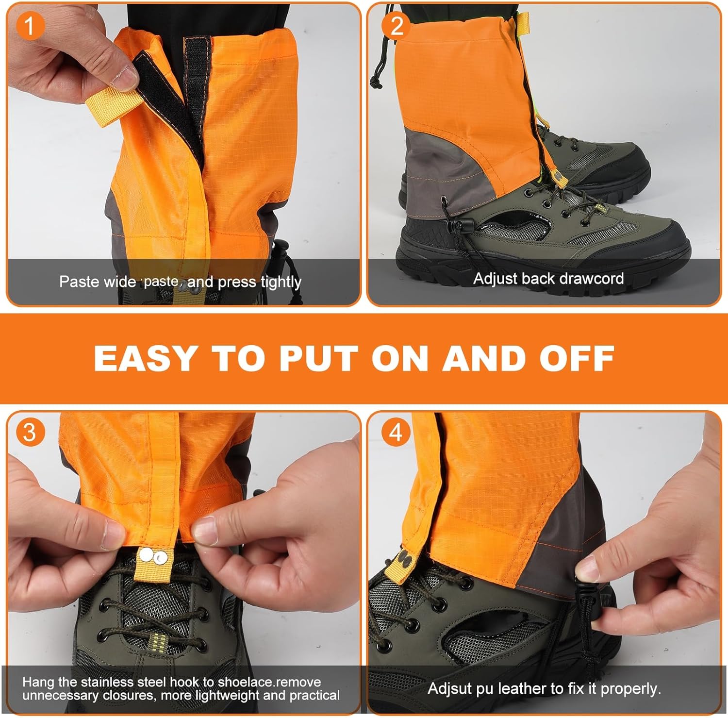 Alternative view of Waterproof Gators for Hiking Boots and Shoes Lightweight Adjustable Leg Gaiters for Men Women Gaiters for Hiking Snowshoeing