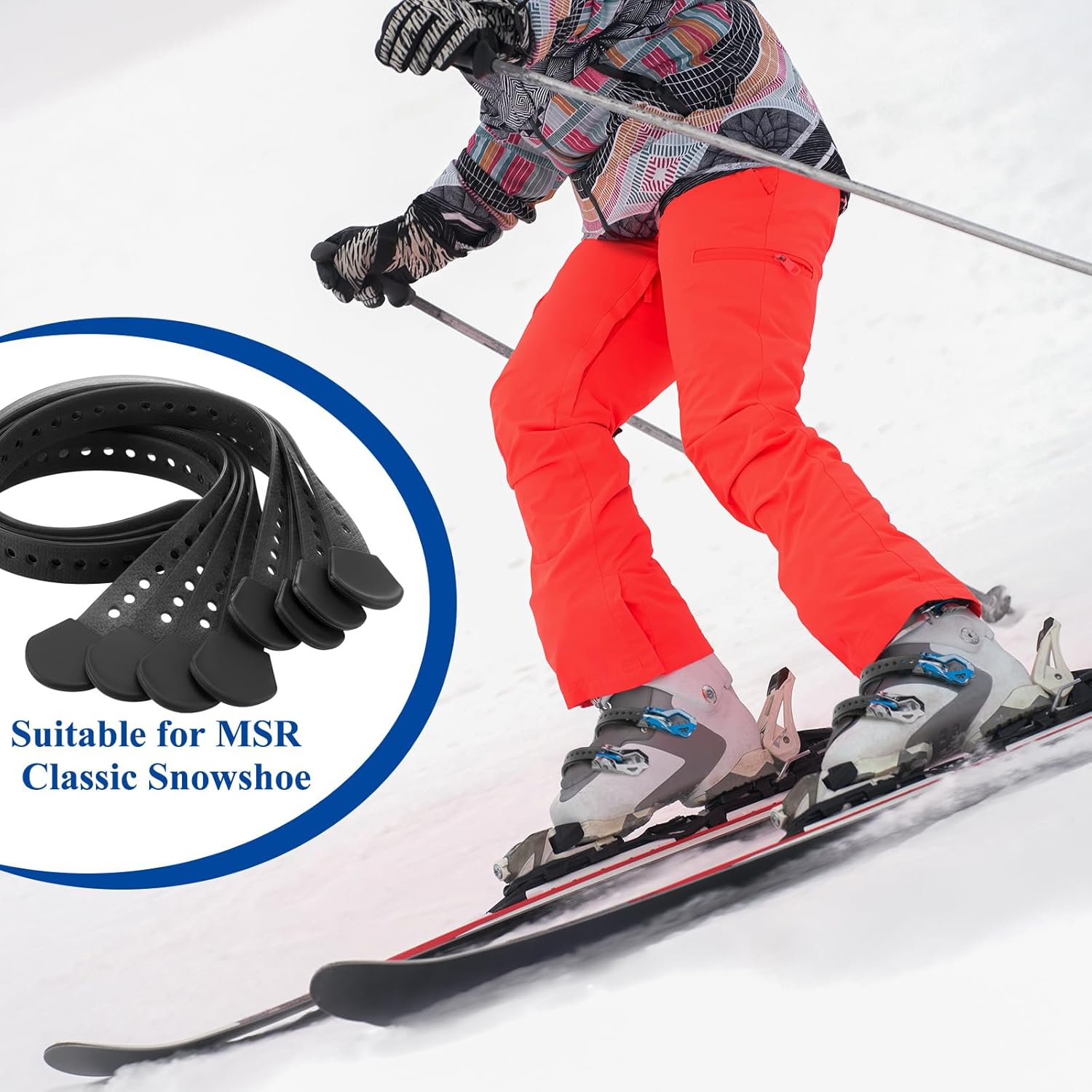 Alternative view of Vincreem 18" Classic Snowshoe Strap Kit Black Skiing Boot Wraps Ties Adjustable Snowshoes Replacement Straps for Skiing