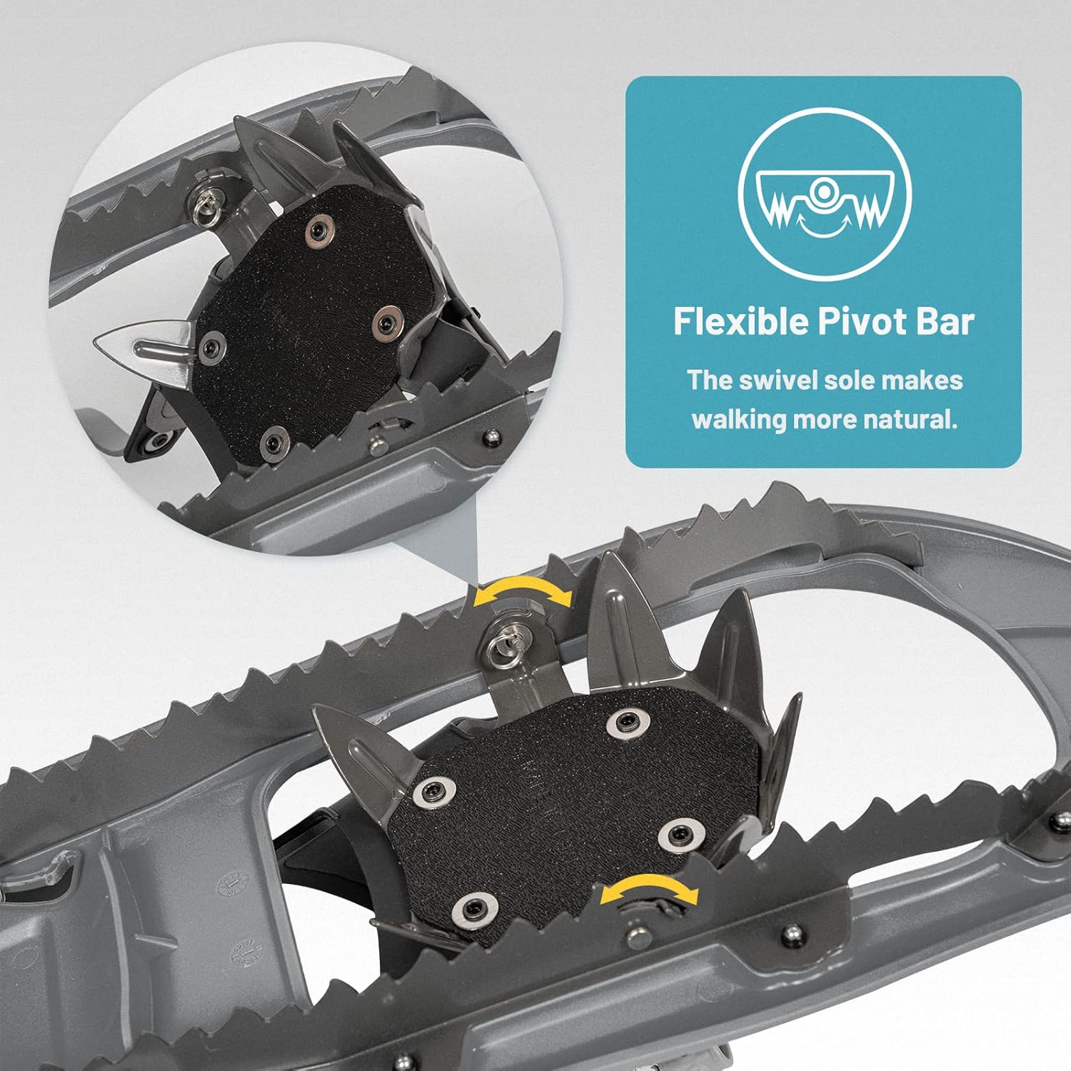 Alternative view of G2 23/25/30 Inch Mountain Terrain Snowshoes with Trekking Poles Set, Special Steel Traction Rails, EVA Foam Padded, Flexible Pivot Bar, Tote Bag, Grey/Blue/Red Available