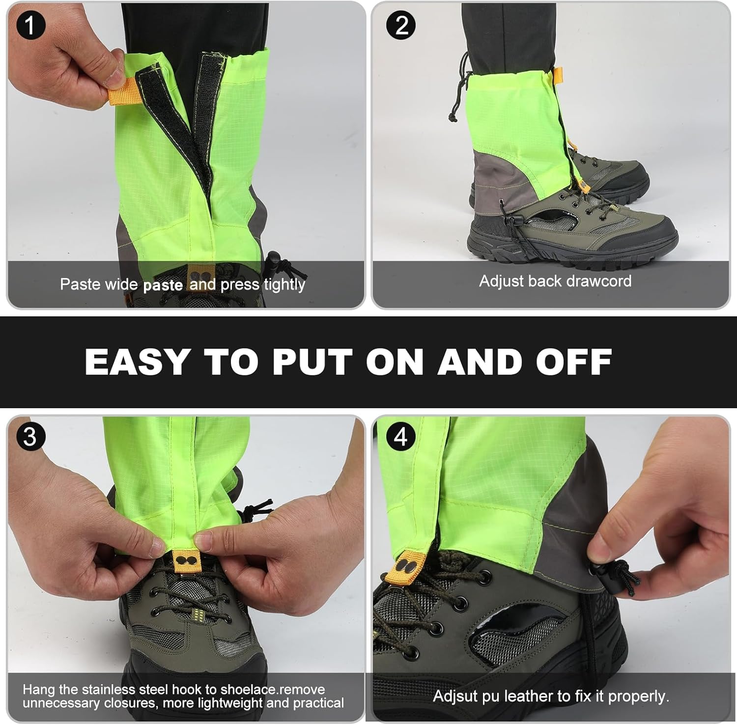 Alternative view of Waterproof Gators for Hiking Boots and Shoes Lightweight Adjustable Leg Gaiters for Men Women Gaiters for Hiking Snowshoeing