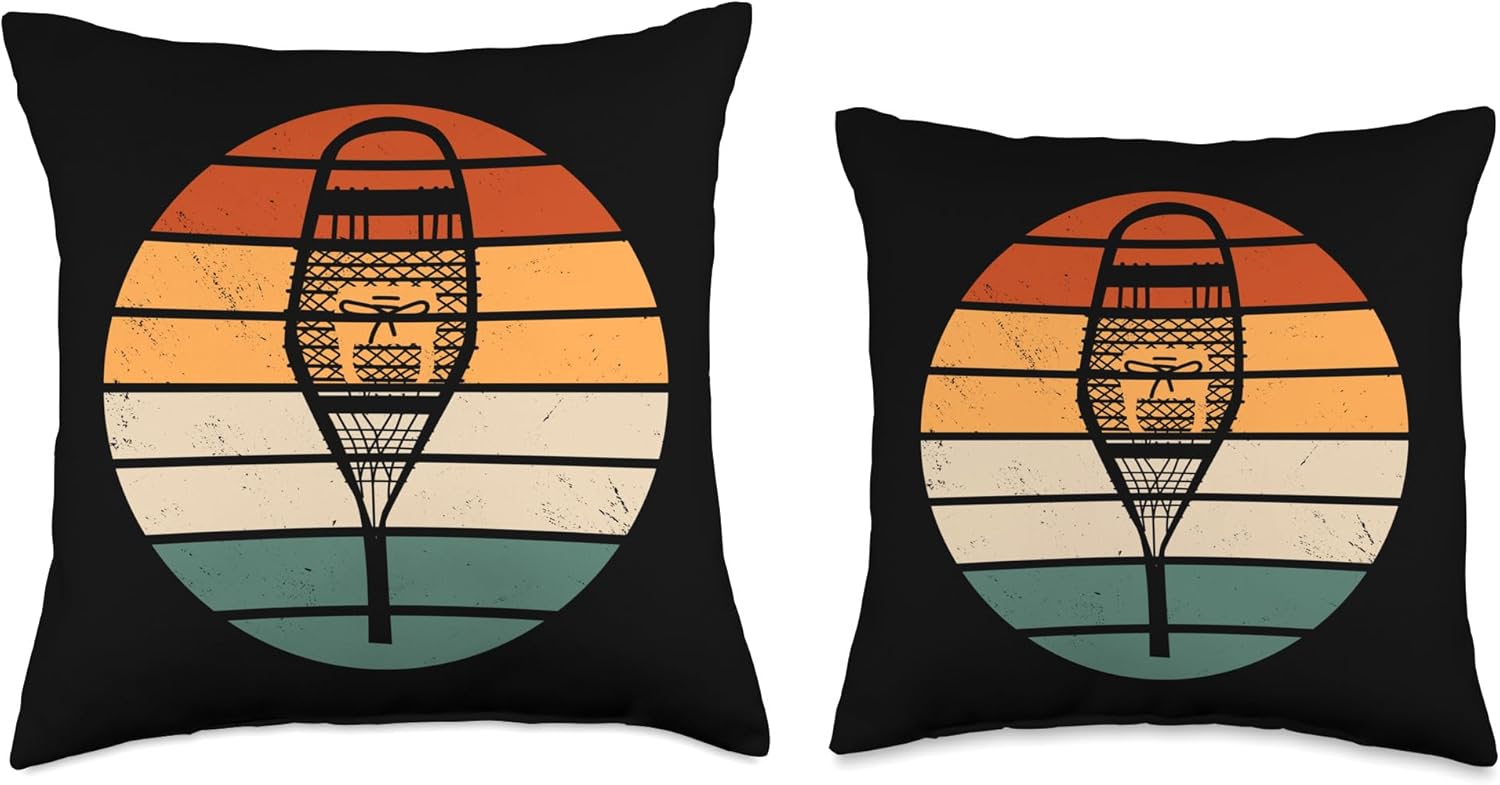 Alternative view of Snowshoeing Designs Winter Mountaineering Lover Retro Snowshoe Outfit Snow Hiking Snowshoer Throw Pillow, 16x16, Multicolor