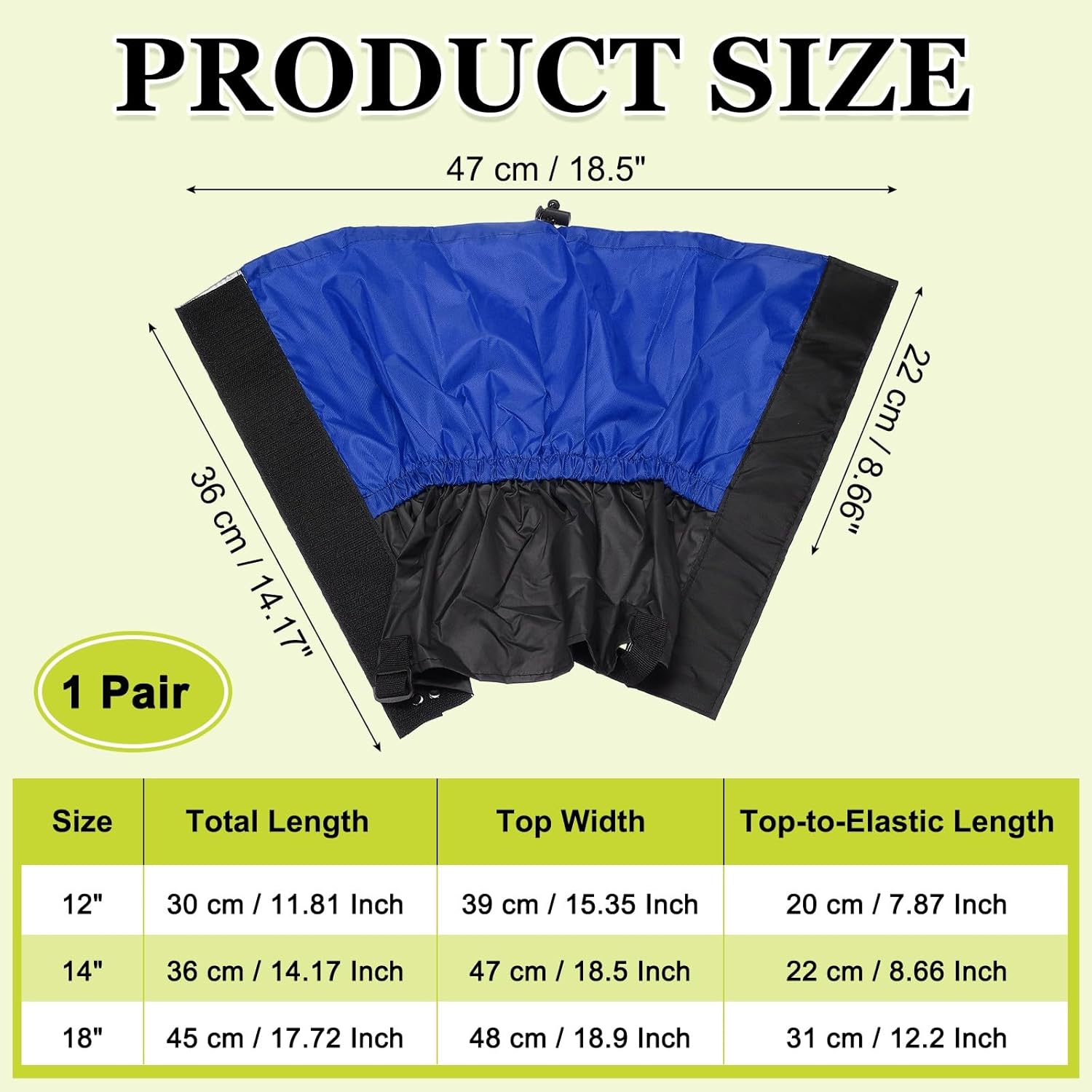 YELARXI Leg Gaiters, Snow Gaiters for Hiking Waterproof Adjustable Lightweight Snow Boot Guards-Fitting for (Hiking/Hunting/Climbing)