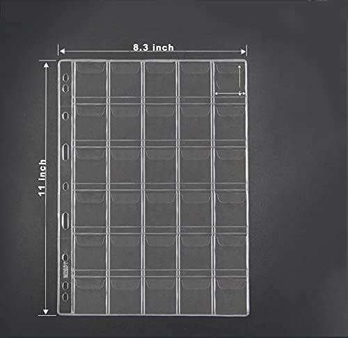 Alternative view of 30-Pocket Coin Pocket Pages, AITIME Stander 9-Holes Coin Sleeves Holders for Collectors, 10 Sheets Nickle Dime Quarter Storage Book Refills to Insert Small Coin Stamp Collection