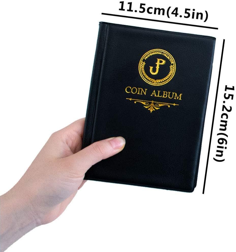 Uncle Paul Coin Album Coin Holder Coin Collection Book for Collectors CS37 (Elegant Black, 45x45 MM Pocket [Fits coins under 40mm])