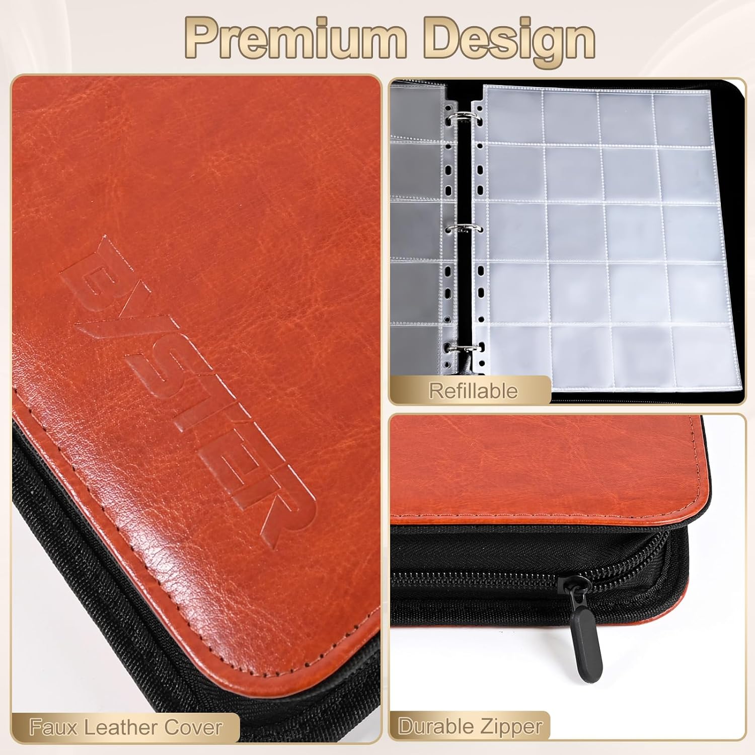 Alternative view of BYSTER Coin Collection Book, 30 Pack 600 Pockets Coin Sleeves, Coin Collection Holder Album, Coin Collection Organizer Storage Box Case (Coin Flips Not Included), Reddish Brown