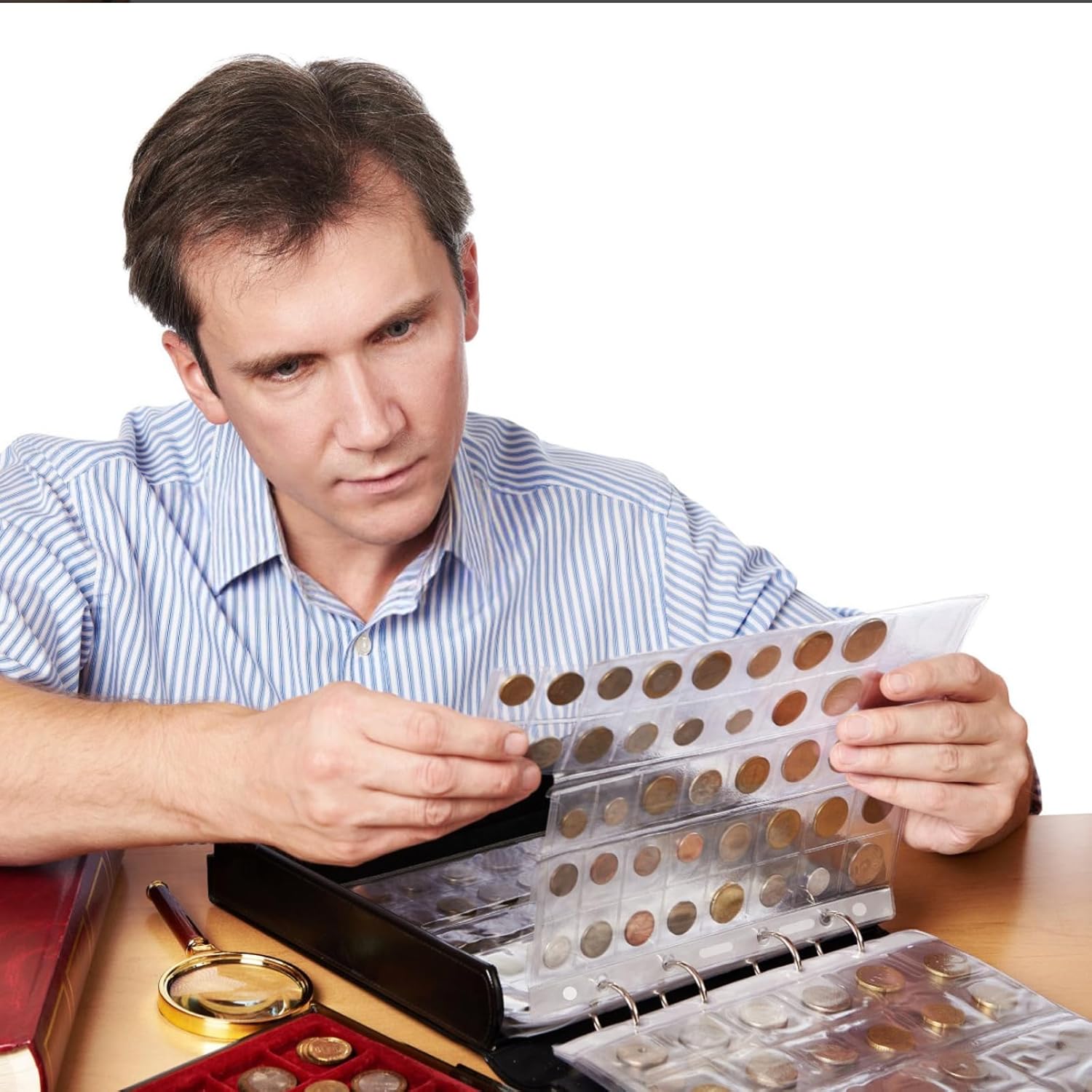 600 Pockets Coin Sleeves 20 Sheets Coin Holders for Collectors Plastic Coin Protectors Pages Collection Supplies for Binder with Standard 9 Holes (30 Pocket)