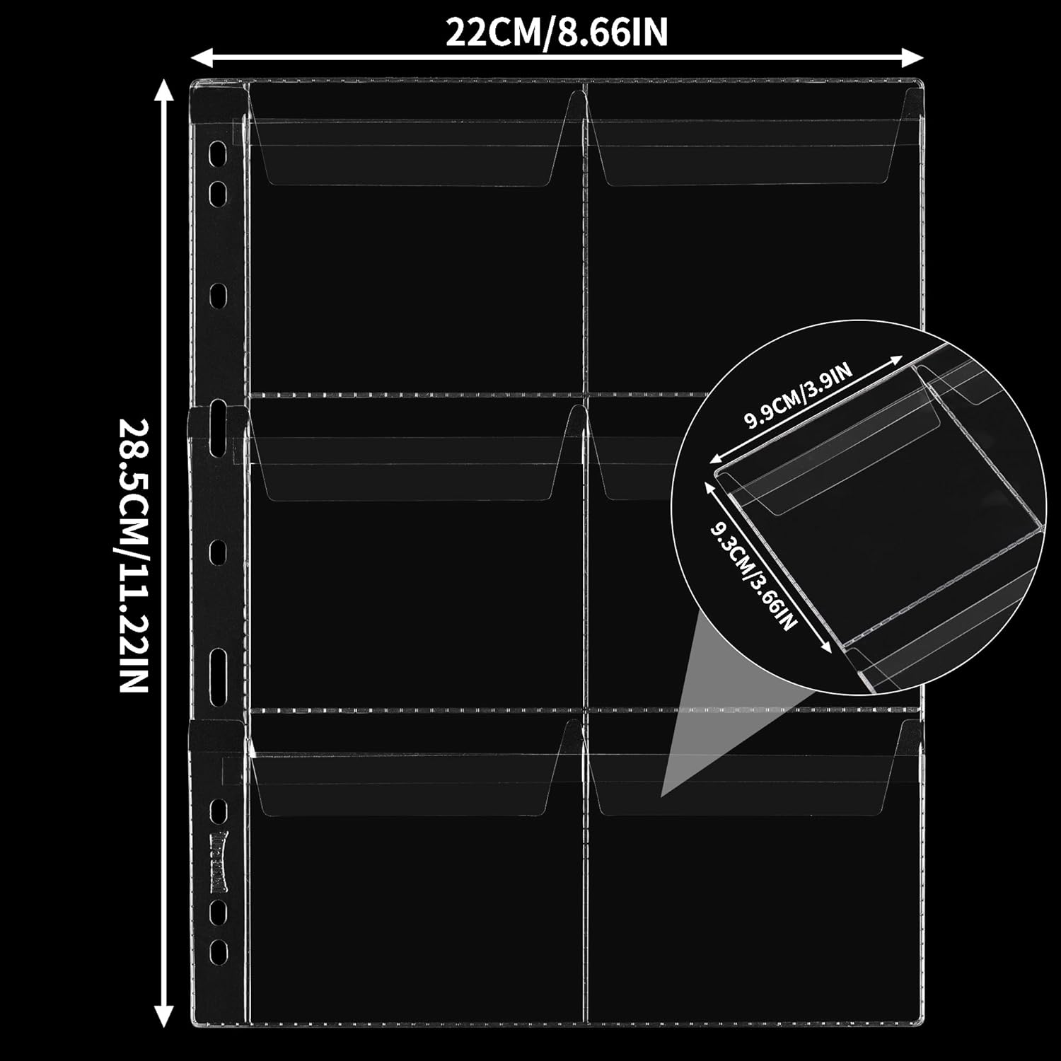 Alternative view of Coin Collecting Pages 5 Sheets 6 Pockets Standard 9Hole Coin Pocket Inserts Collecting Sleeves for Coins Uncle Paul CS03506
