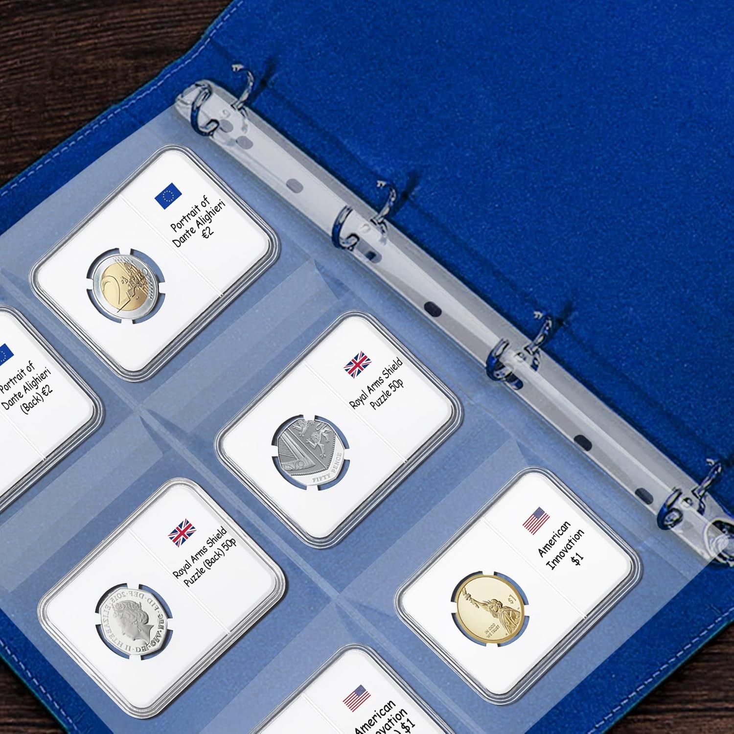 Coin Collecting Pages 5 Sheets 6 Pockets Standard 9Hole Coin Pocket Inserts Collecting Sleeves for Coins Uncle Paul CS03506 - Image 5