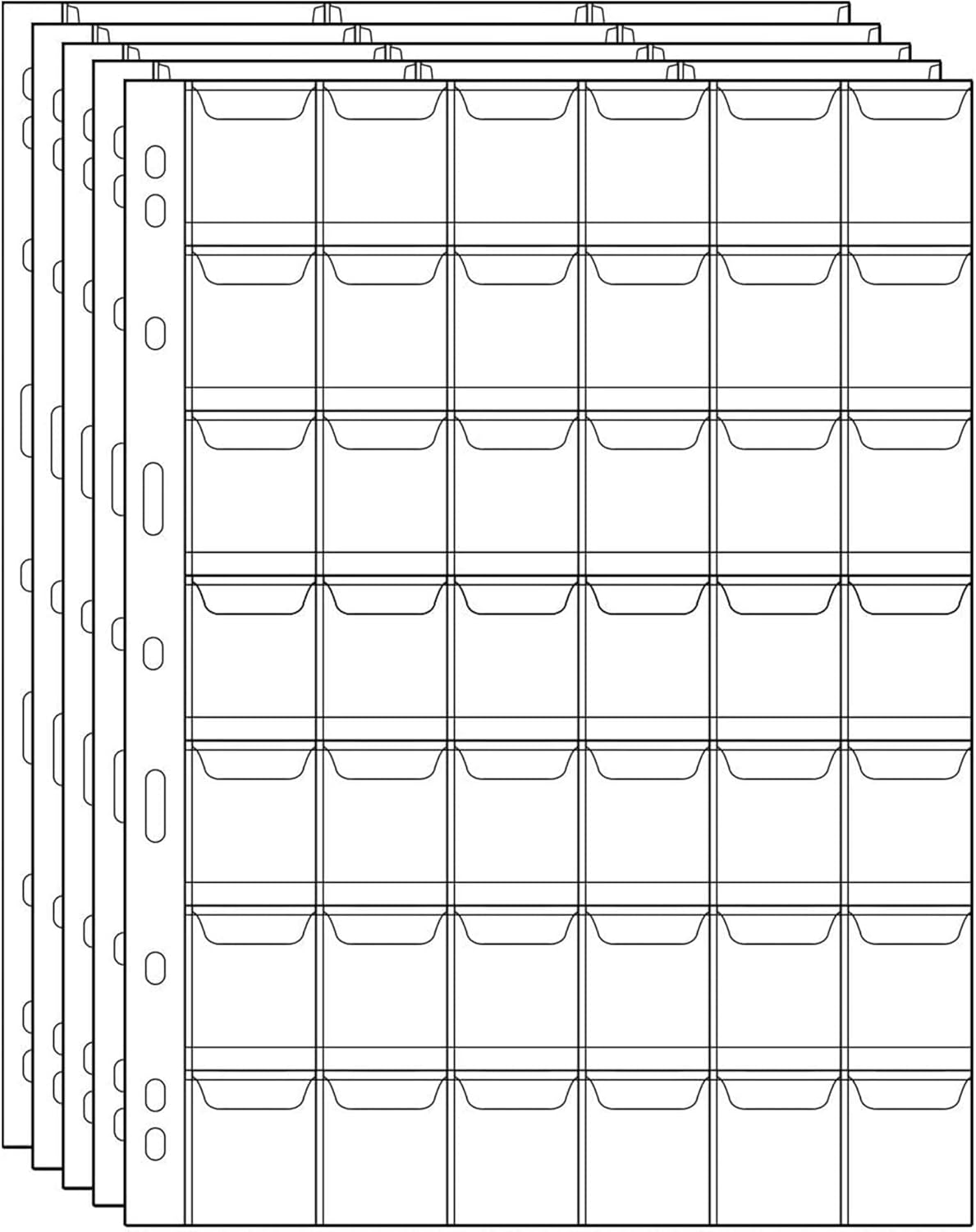 Coin Collecting Pages 5 Sheets 6 Pockets Standard 9Hole Coin Pocket Inserts Collecting Sleeves for Coins Uncle Paul CS03506 - Image 6