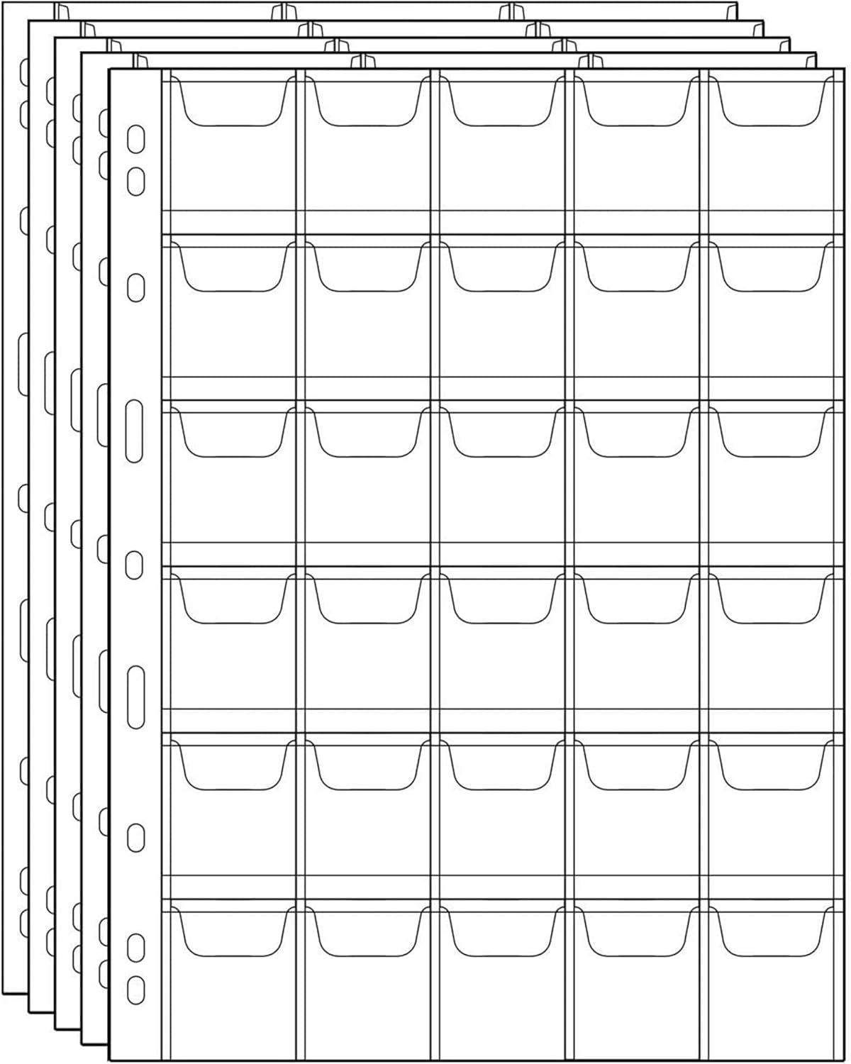 Coin Collecting Pages 5 Sheets 6 Pockets Standard 9Hole Coin Pocket Inserts Collecting Sleeves for Coins Uncle Paul CS03506 - Image 7