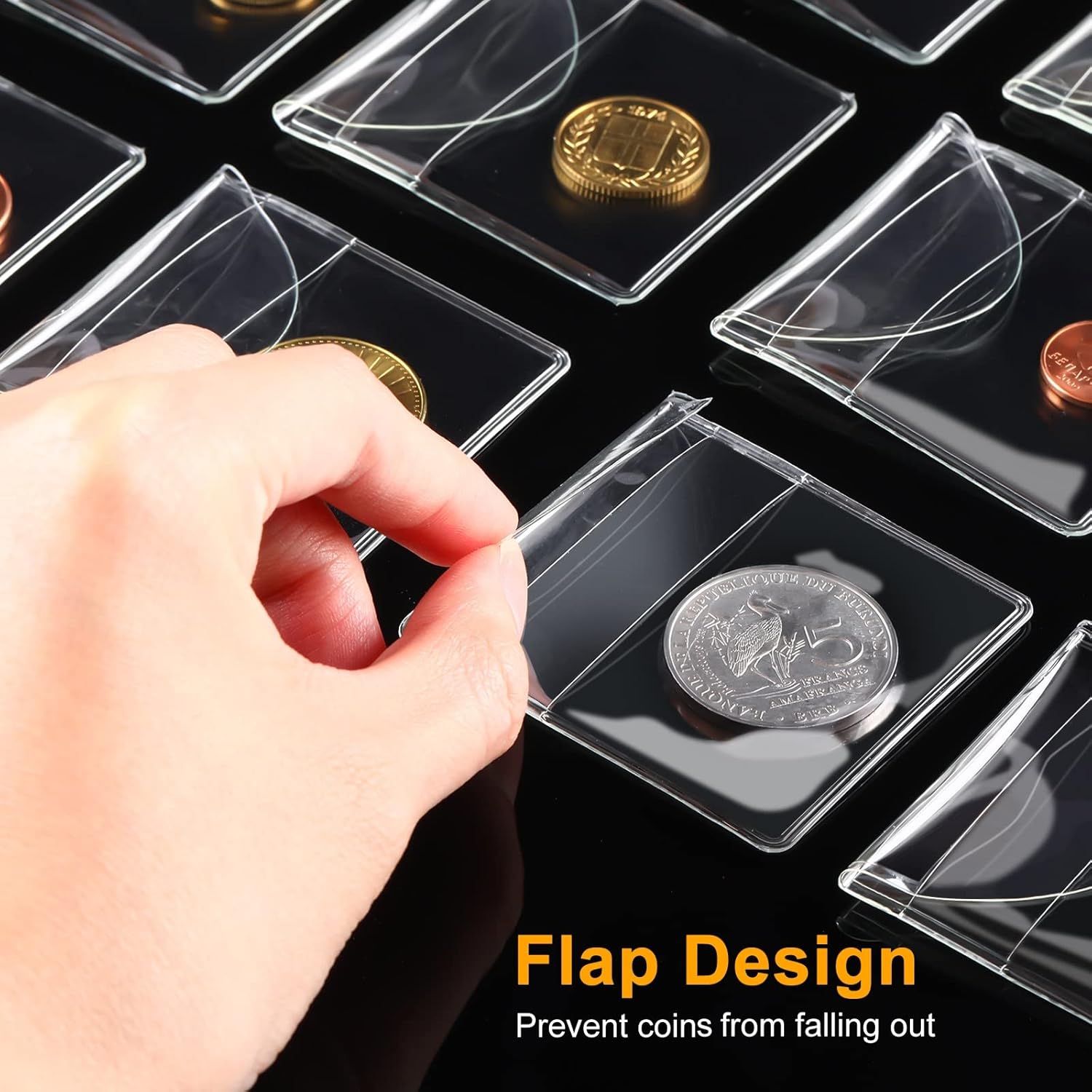 Fainne 50 Pcs Single Pocket Coin Sleeves Collector Individual Clear Plastic Sleeves Holder Small Plastic Coin Holder Pouch Single Protector for Jewelry Storage(2 Inches,Round)