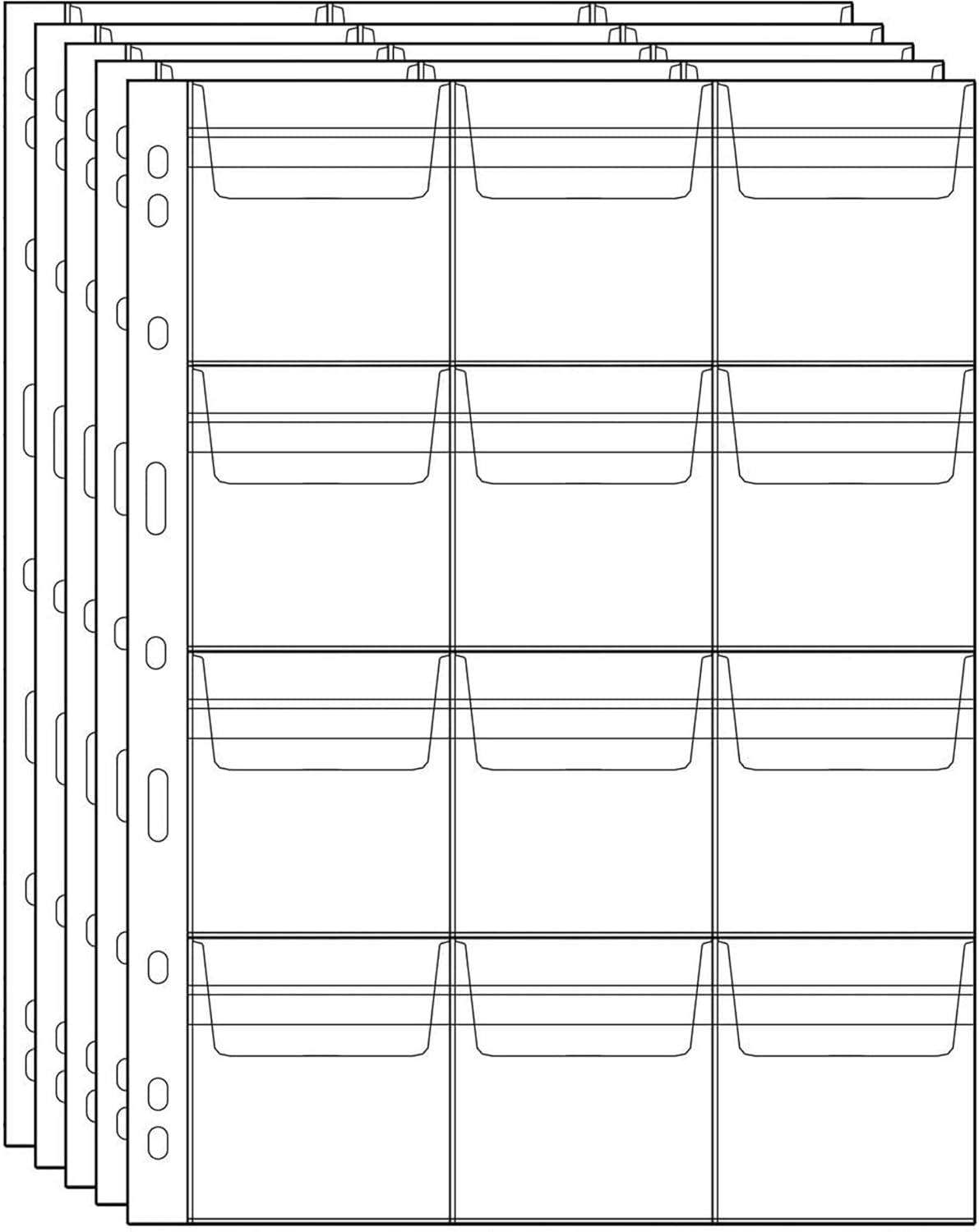 Coin Collecting Pages 5 Sheets 6 Pockets Standard 9Hole Coin Pocket Inserts Collecting Sleeves for Coins Uncle Paul CS03506 - Image 8