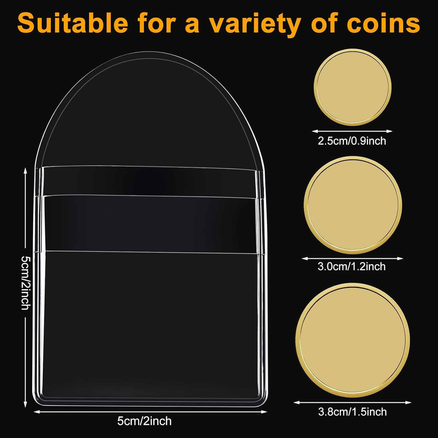 Alternative view of Fainne 50 Pcs Single Pocket Coin Sleeves Collector Individual Clear Plastic Sleeves Holder Small Plastic Coin Holder Pouch Single Protector for Jewelry Storage(2 Inches,Round)