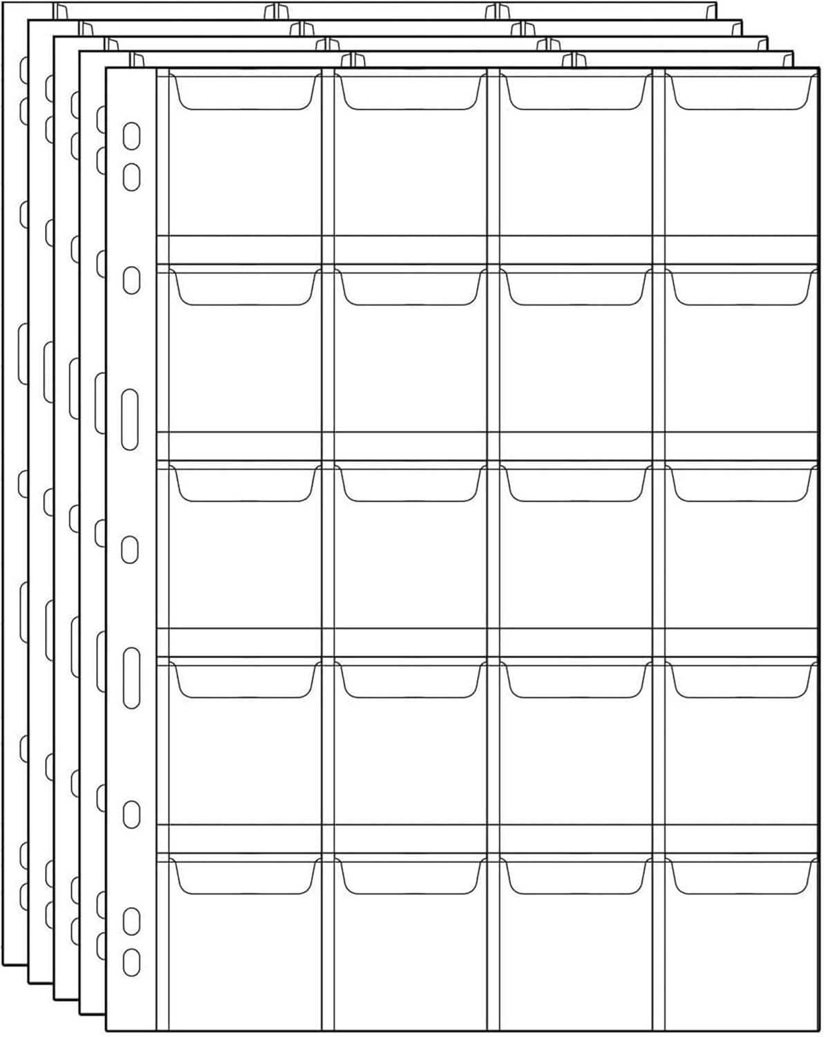 Coin Collecting Pages 5 Sheets 6 Pockets Standard 9Hole Coin Pocket Inserts Collecting Sleeves for Coins Uncle Paul CS03506 - Image 9