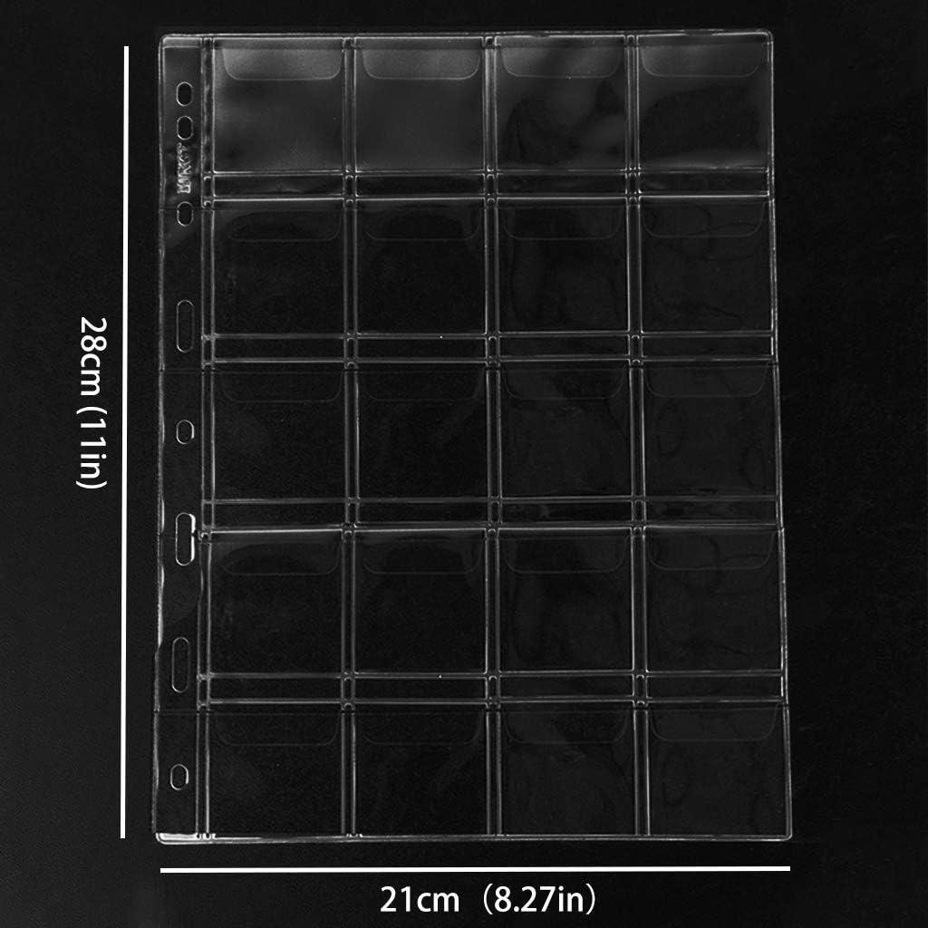Coin Collecting Pages 5 Sheets 20 Pockets Standard 9Hole Coin Pocket Inserts Collecting Sleeves for Coins Uncle Paul CS03520 - Image 3