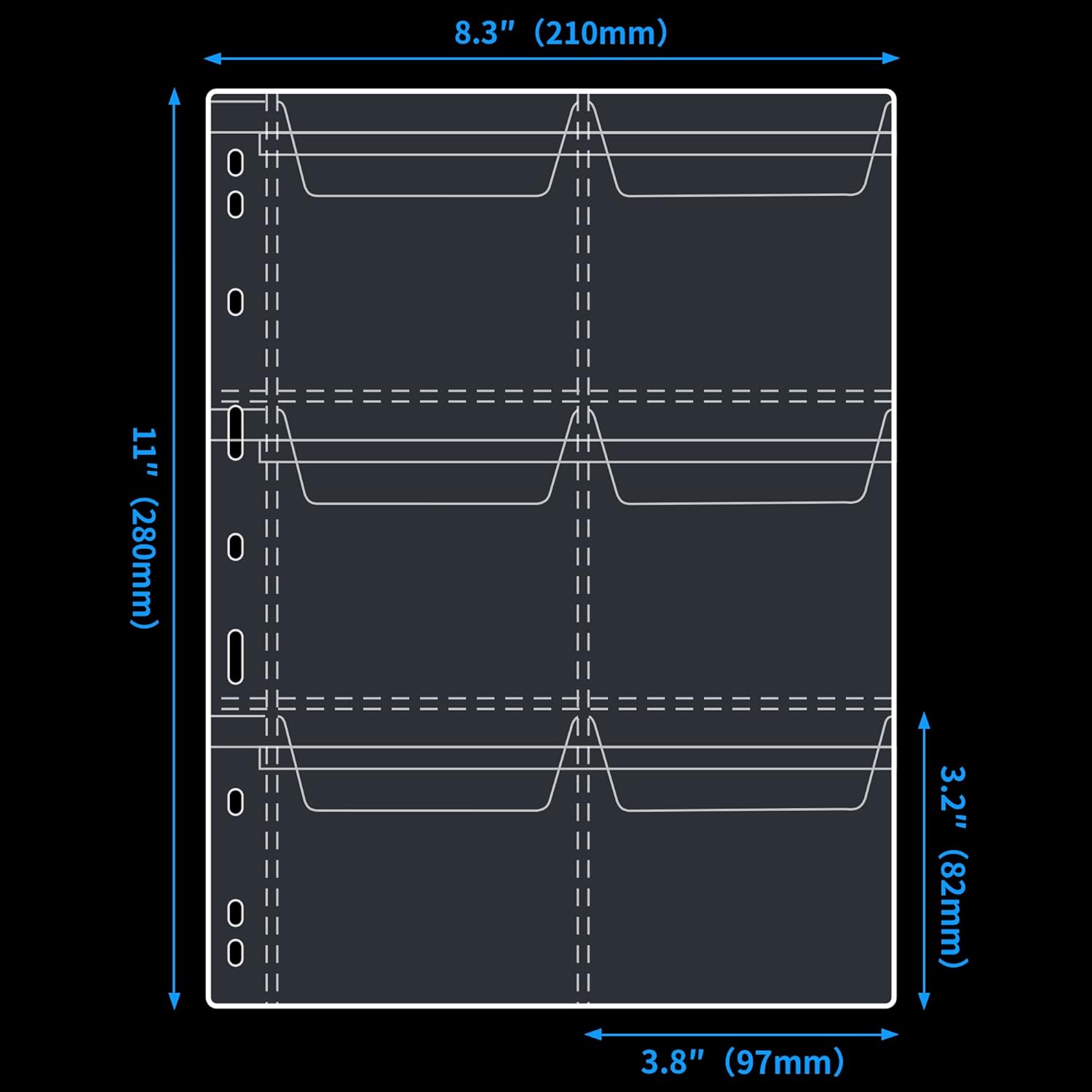 60 Pockets Coin Binder Pages - 3.8×3.2 inch Holders 10 pcs Loose-Leaf Sheets Acid-Free Collection Holders for Medallion Coin Stamp Currency Collecting Supplies 97x82 mm / 3.82x3.23 inch CS03206