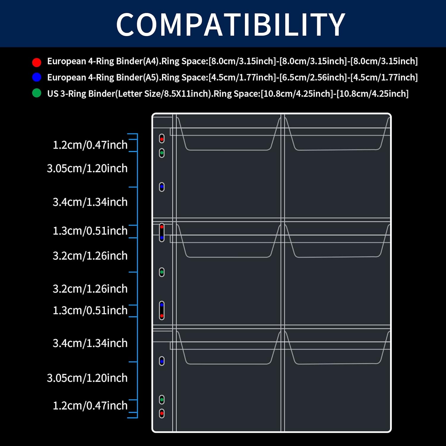 Alternative view of 60 Pockets Coin Binder Pages - 3.8×3.2 inch Holders 10 pcs Loose-Leaf Sheets Acid-Free Collection Holders for Medallion Coin Stamp Currency Collecting Supplies 97x82 mm / 3.82x3.23 inch CS03206