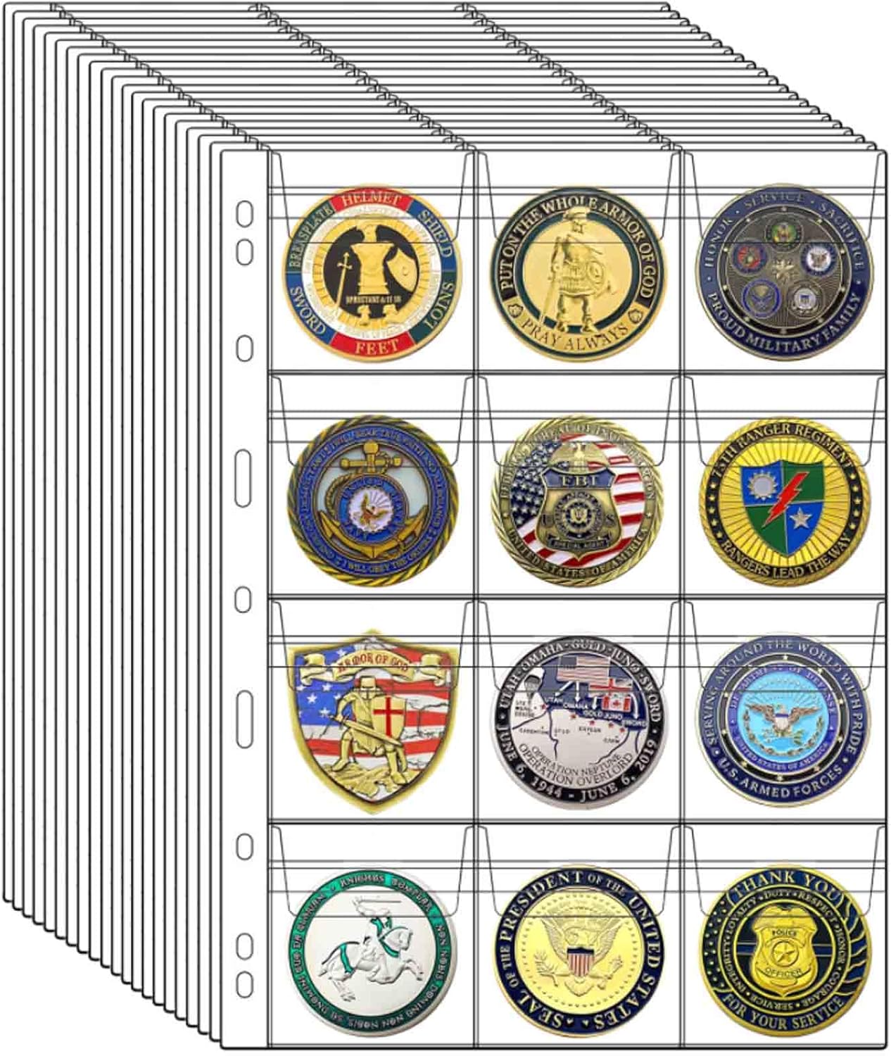 882 Pockets Coin Collection Pages, 21 Sheets Coin Collection Supplies Pages with Standard 9 Hole Coin Binder Sleeves for Penny, Nickel, Dime, Quarter Dollar Collection (42 Pocket) - Image 7