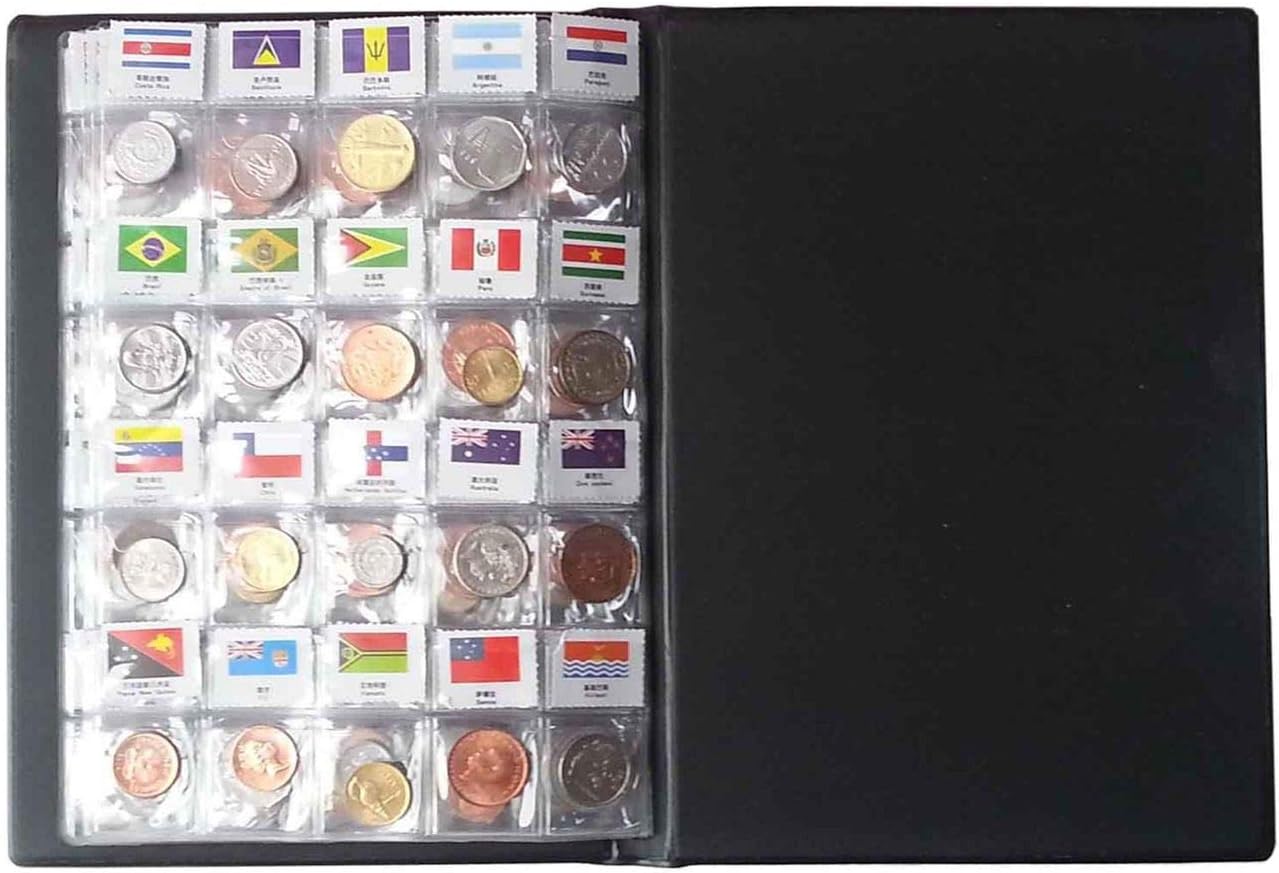 Alternative view of Coin Collection Starter Kit 60 Countries Coins/100% Original Genuine/World Coin with Leather Collecting Album Taged by Country Name and Flags/Coin Holder Collection Storage Classic Gifts