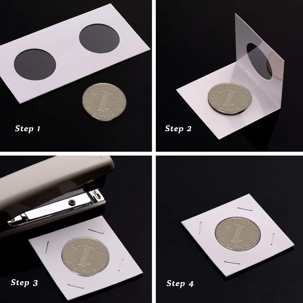 100 Pieces Cardboard Coin Flips 2x2 Holders Sleeves Currency Storage for Pennies, Quarters, Stamp(40mm-100pcs)
