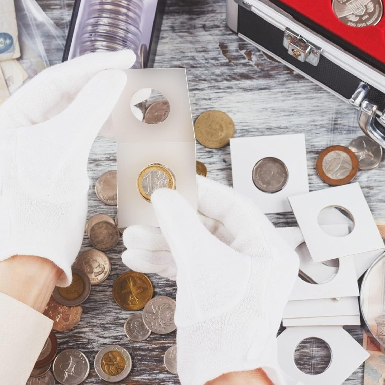 400 Cardboard Coin Holder for Collectors with 20 Sheets Coin Pocket Pages, 400 Pockets Coins Collecting Book Sleeves Protectors Storage and 8 Size 2" x 2" Currency Holders for Coin Collection Supplies