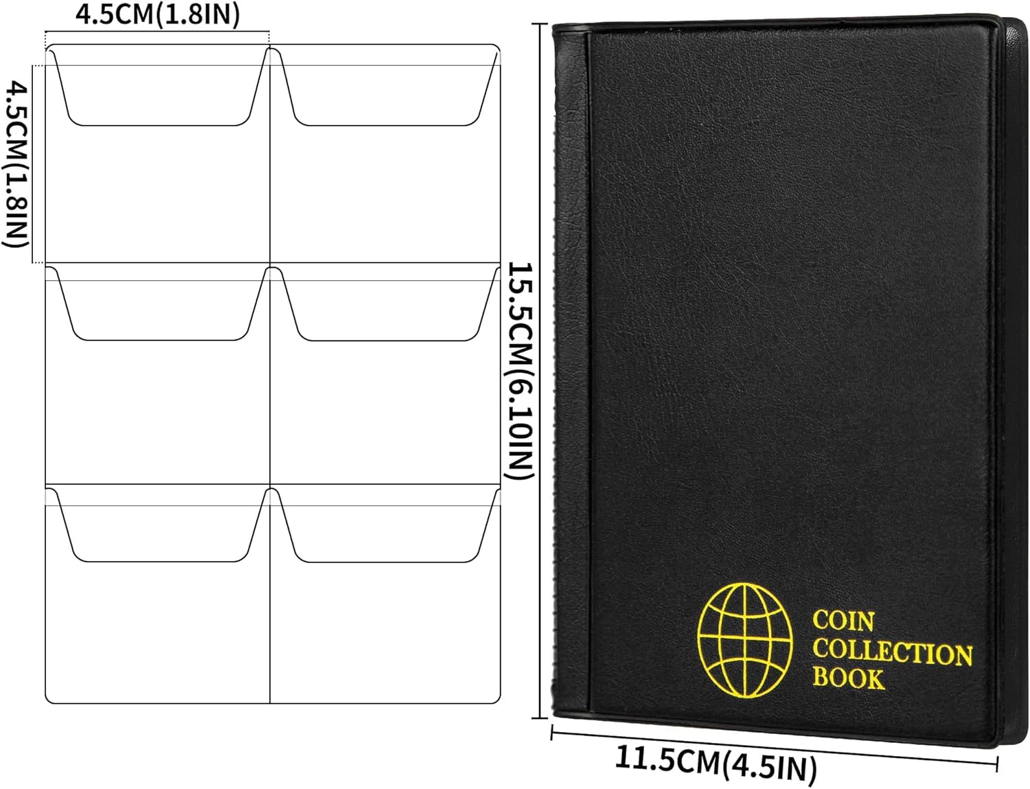 OSOPOLA Coin Storage Album - 60 Pockets Coin Collecting Holder for Collectors Black CS3906