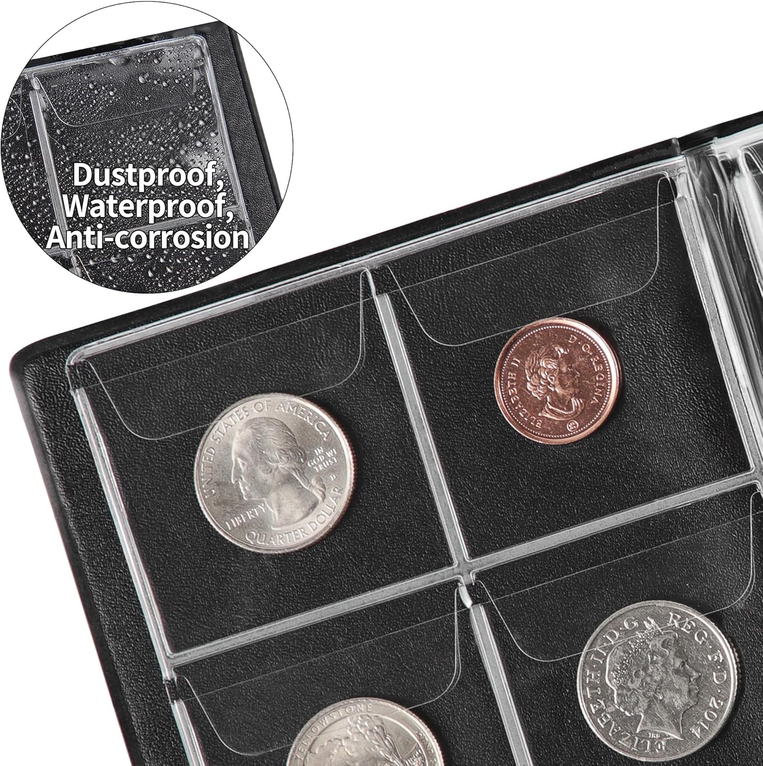 OSOPOLA Coin Storage Album - 60 Pockets Coin Collecting Holder for Collectors Black CS3906 - Image 4