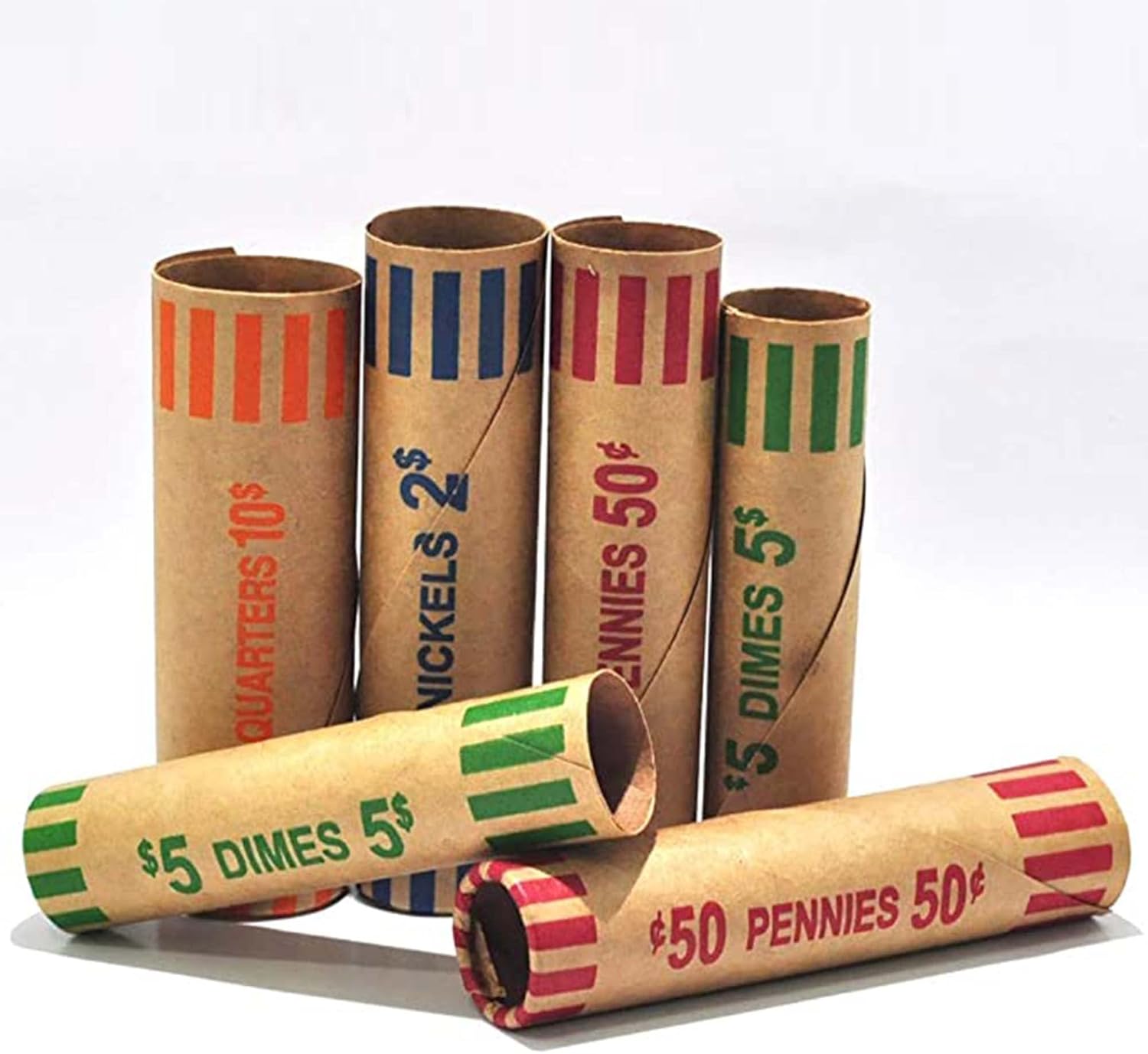 Alternative view of L LIKED Preformed Coin Wrappers Rolls (128 Assorted) - Quarters, Pennies, Nickels and Dimes