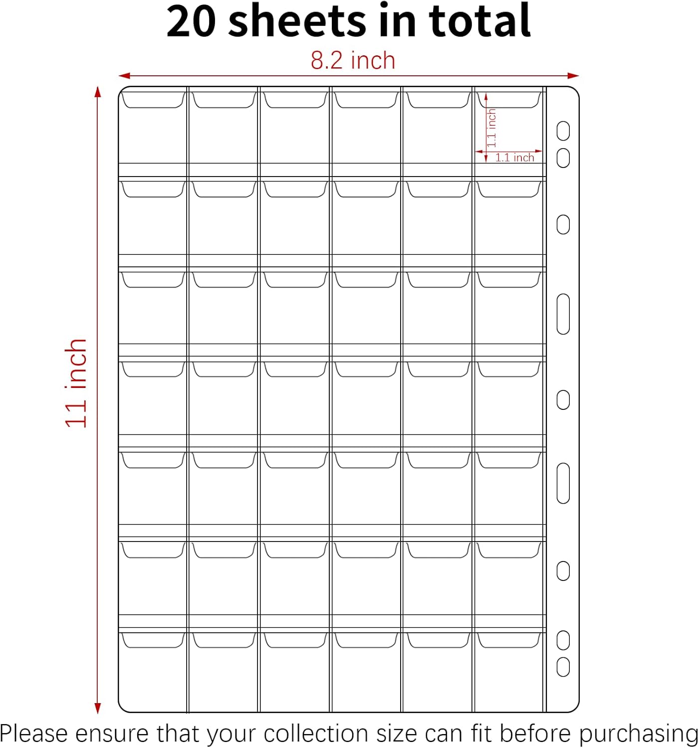 Alternative view of 450 Pockets Coin Binder Pages (9-Hole Coin Pocket Pages) - 15 Pages (30/Page) | Coin Protector Sheets | Display Coins Tokens Medals | NEIXIILY