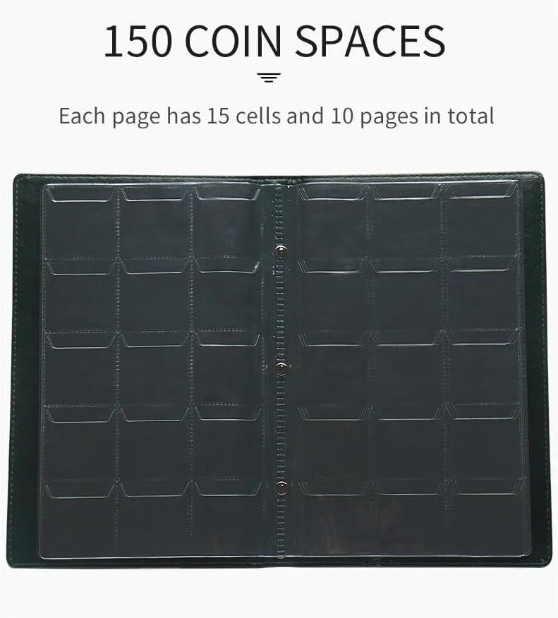Alternative view of scdxzr Coin Collection Album,150 Pockets Archival Quality Coin Collection Book for Collector Holder Display Storage Case,Collecting Sleeves Organizer Supplies for Coins,Pennies,Quarters,Badges (Black)