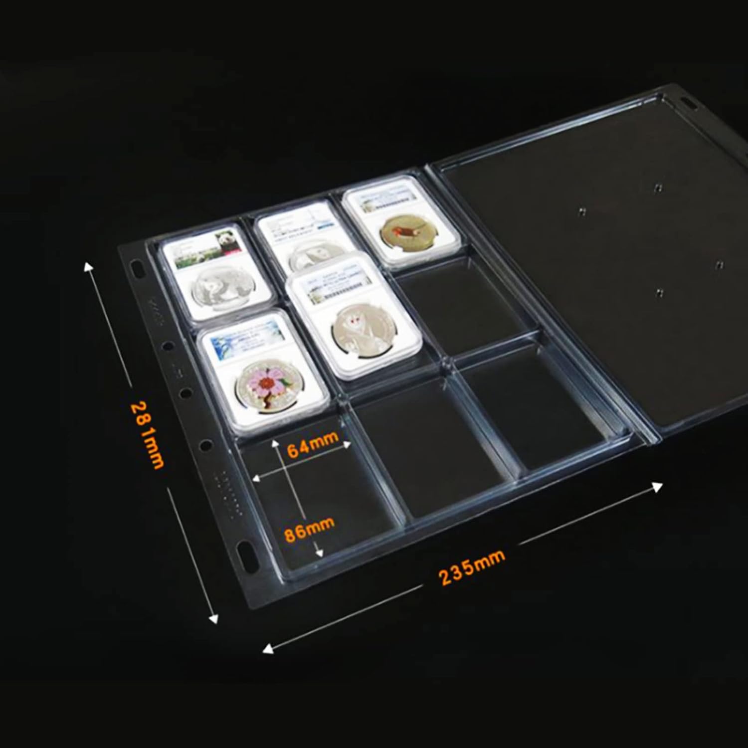 MUDOR Coin Slab Sleeves, 9 Pocket Encap Coin Storage Sheet for PCGS NGC Certified Holder, PVC Free,Suitable for Collection Tokens, Medallions, Badges (1)