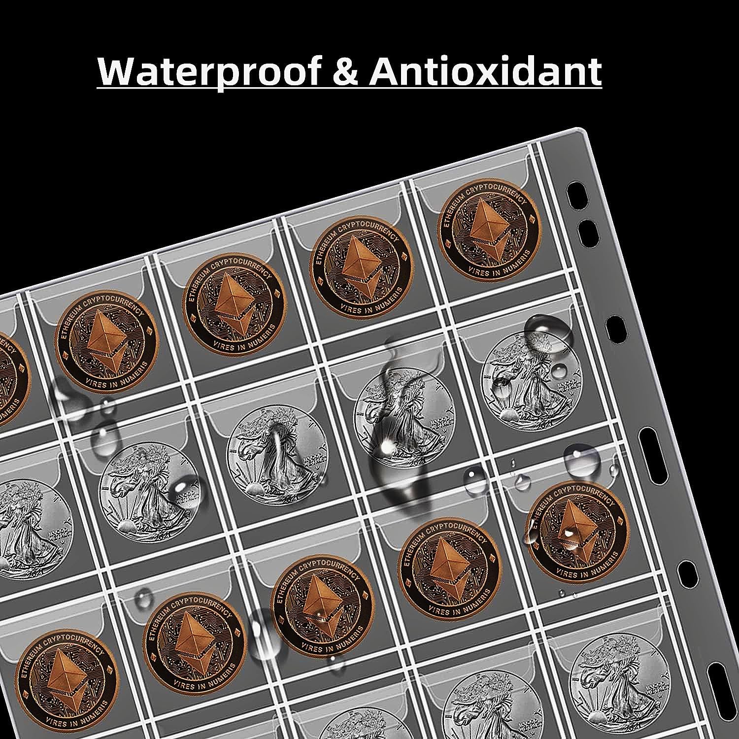 600 Pockets Coin Sleeves, 20 Sheets Coin Pages, Coin Collecting Supplies with Standard 9 Holes, Coin Sheets Plastic for Binder(30-Pocket) - Image 5