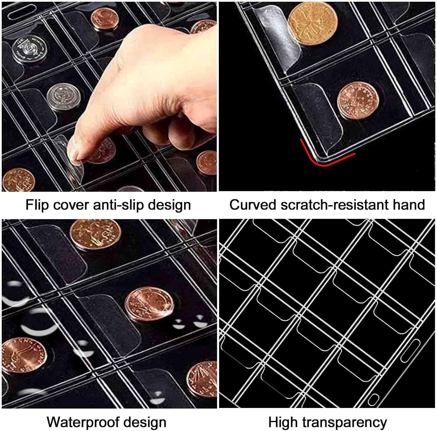 576 Pockets Coin Collection Album Book Holder for Collectors, 2 Size Coin Collecting Pages Fireproof Coin Collecting Album for 17/20/23/25/27/30mm Coins - Image 5