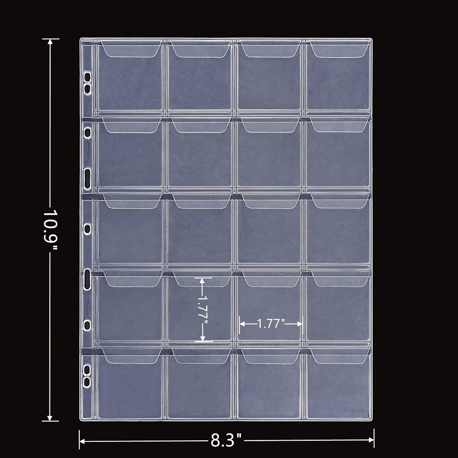 MUDOR PVC Free Coin Pages, 20-Pocket Sleeves, 5 Coin Sheets for Binders, Professional Collector Supplies