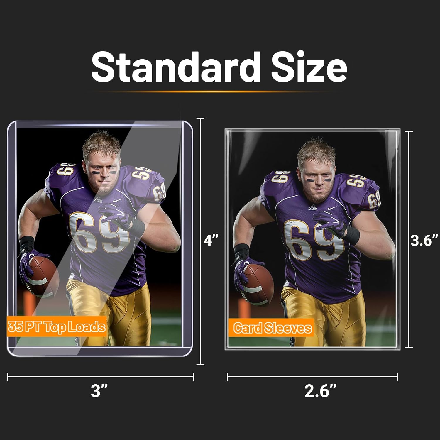 1000 Toploads for Cards & Penny Sleeves 35PT Hard Plastic Card Holders 3x4 Baseball Card Protectors for TCG Sports Football Collectible Cards