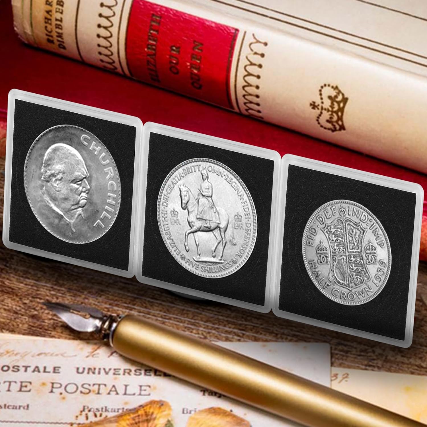 20 Pcs Coin Holders for Collectors, Clear Coin Cases with 5-Size Sponge Gaskets 20/25/30/35/40mm, Plastic Coin Slabs and Coin Protectors for Silver Dollar Collectors Collection Supplies, Black