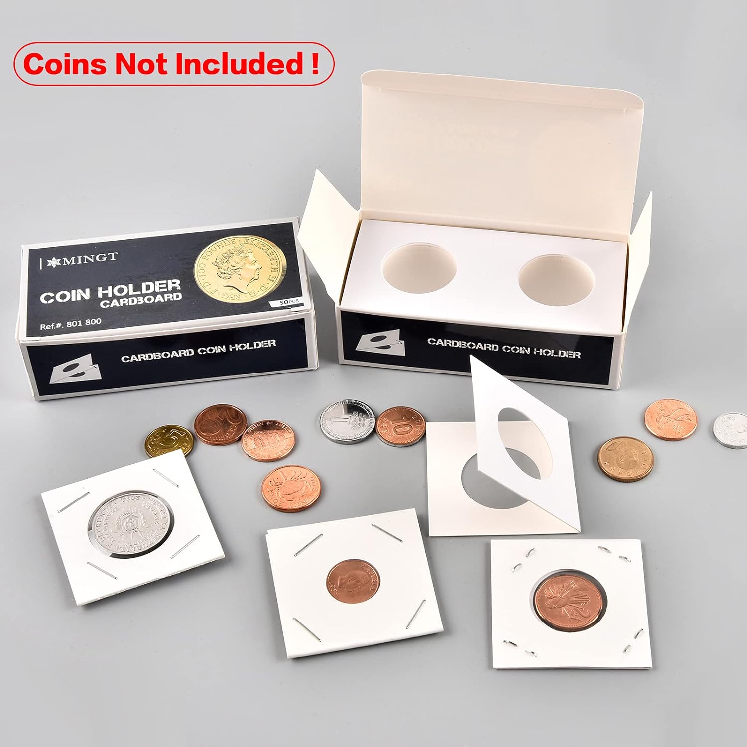 600pcs Coin Holders Cardboard Coins Flips 2x2, 12 Size Collection Supplies Album Display Sleeves Book for Dollars, Penny, Quarter, Nickels, Bill Commemorative Collecting - Image 4