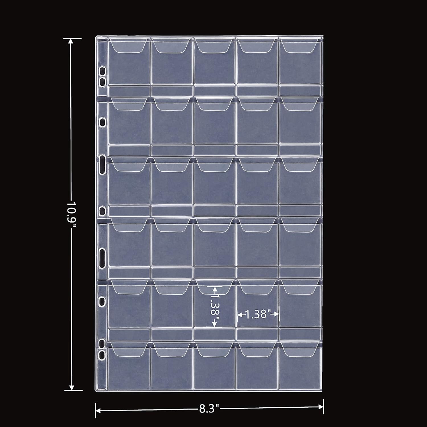 MUDOR Coin Pocket Pages, PVC-Free Coin Sleeves - 30-Pocket Sheets for Binders
