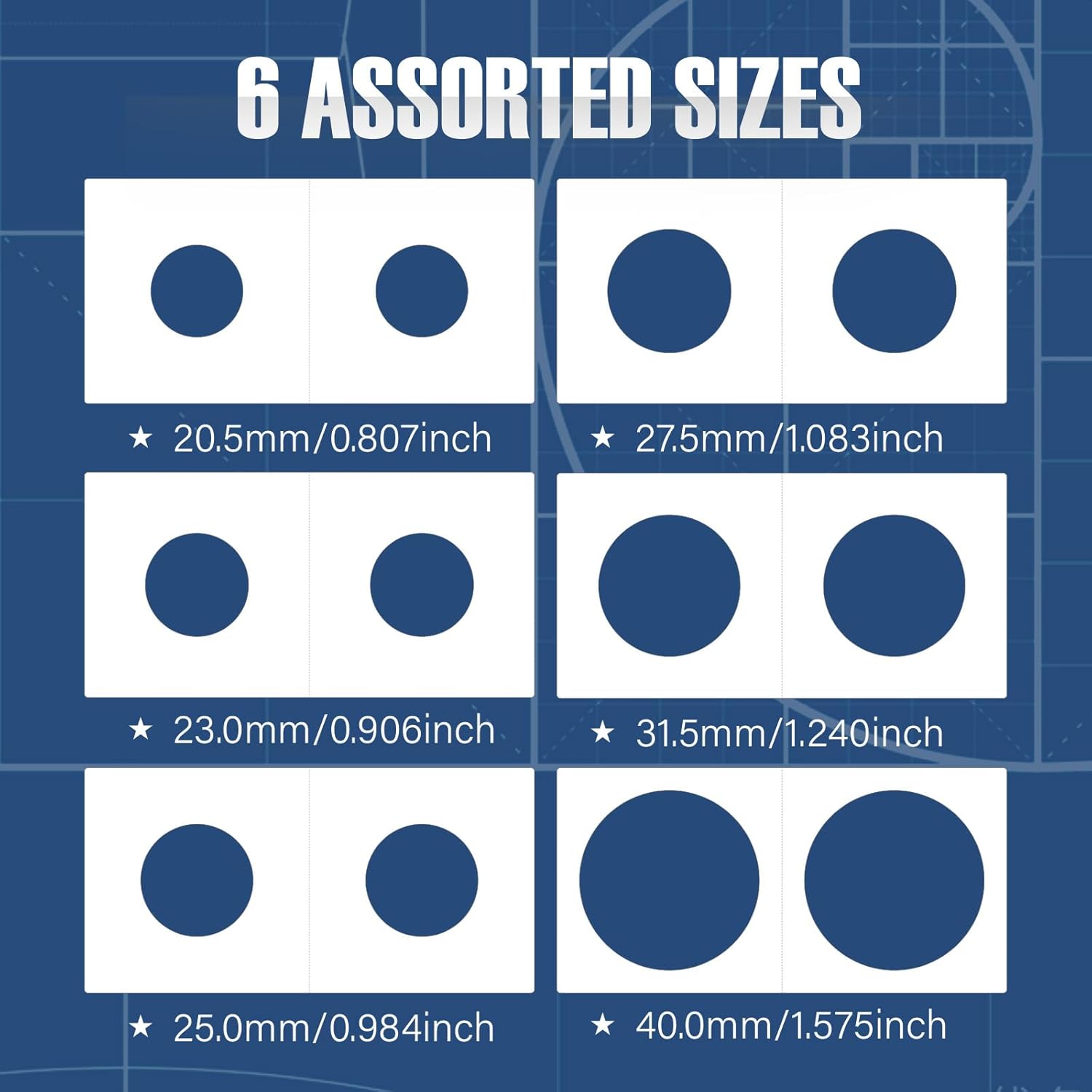 Alternative view of Boen 600PCS Coin Flips in 6 Sizes Cardboard Coin Holders for Colletors 2x2 inch Coin Cardboard Coin Flips for Coin Collection (Coin Flips 6-600pcs)